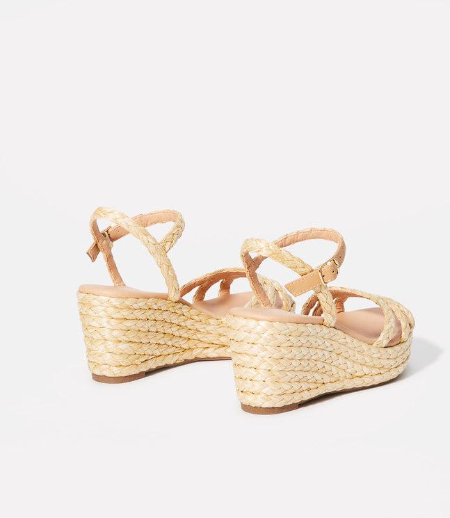 Loft Straw Wedge Sandals Lyst
