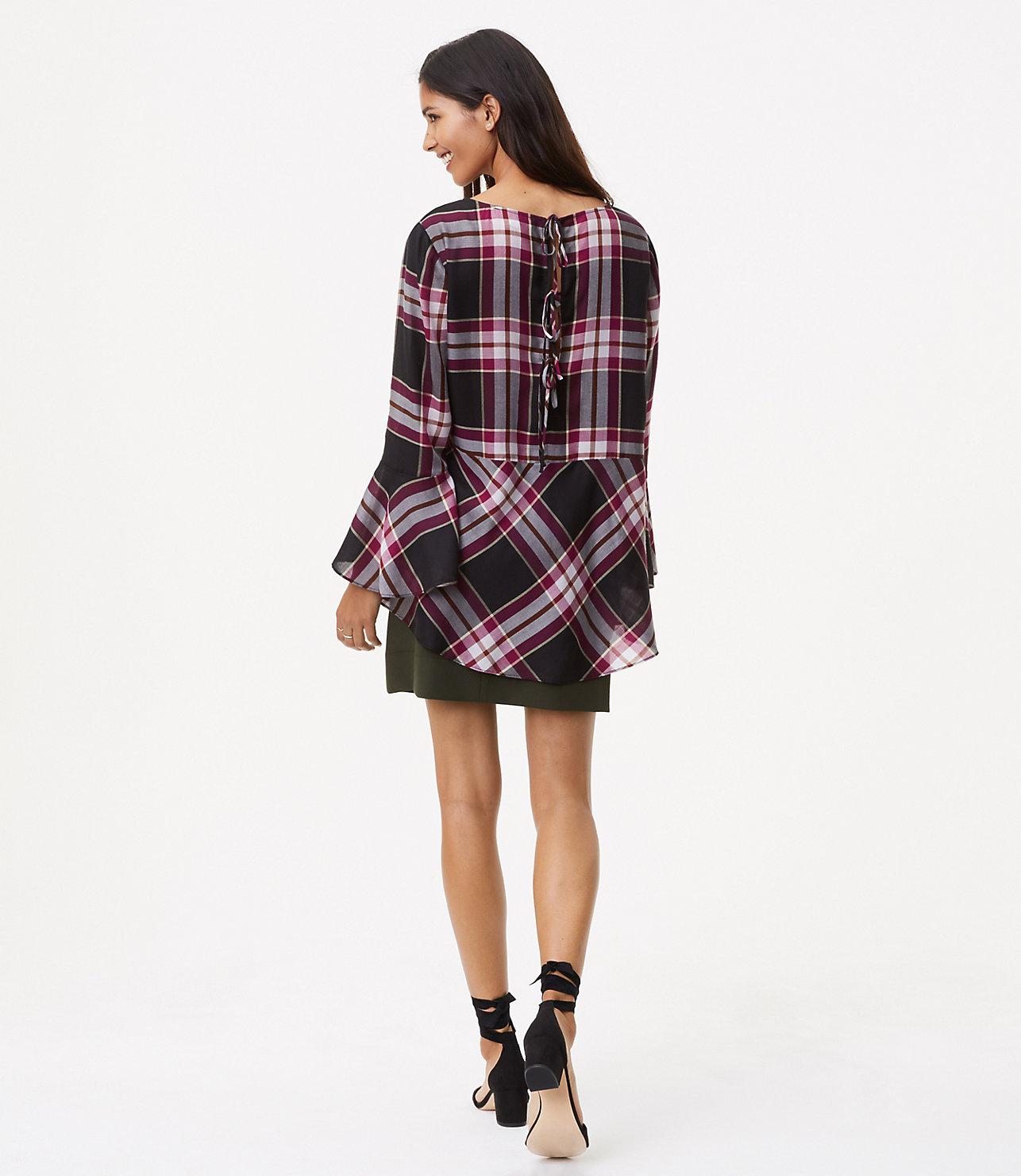 womens plaid peplum top