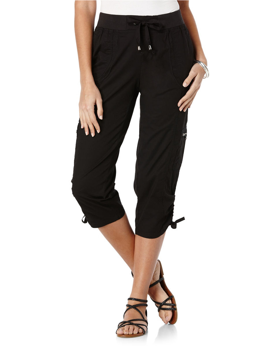 black cargo capri pants womens