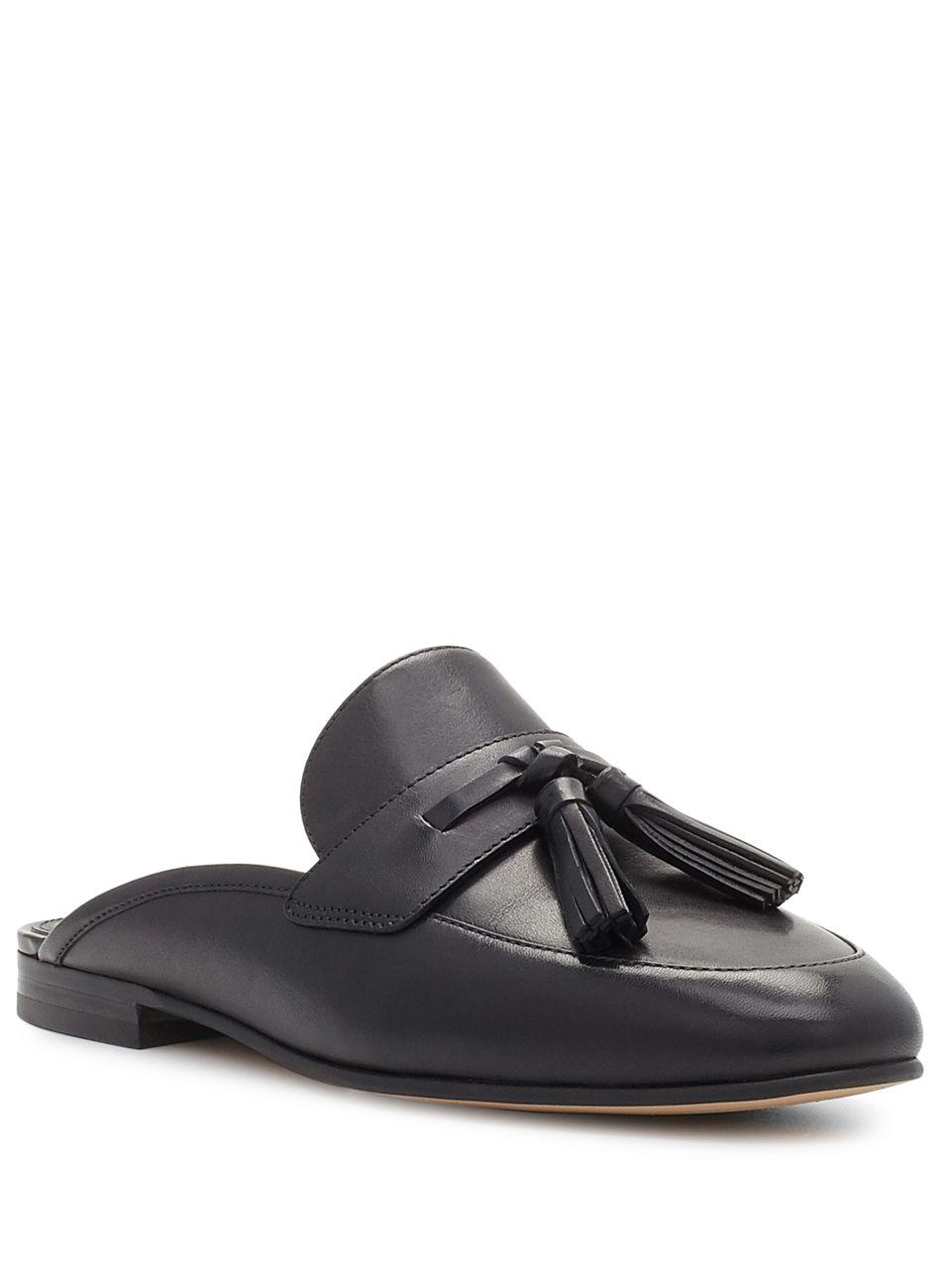 leather slip on mules