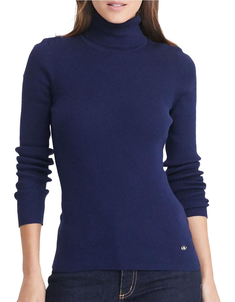 Lauren By Ralph Lauren Ribbed Turtleneck Sweater In Blue Save 50 Lyst 7769