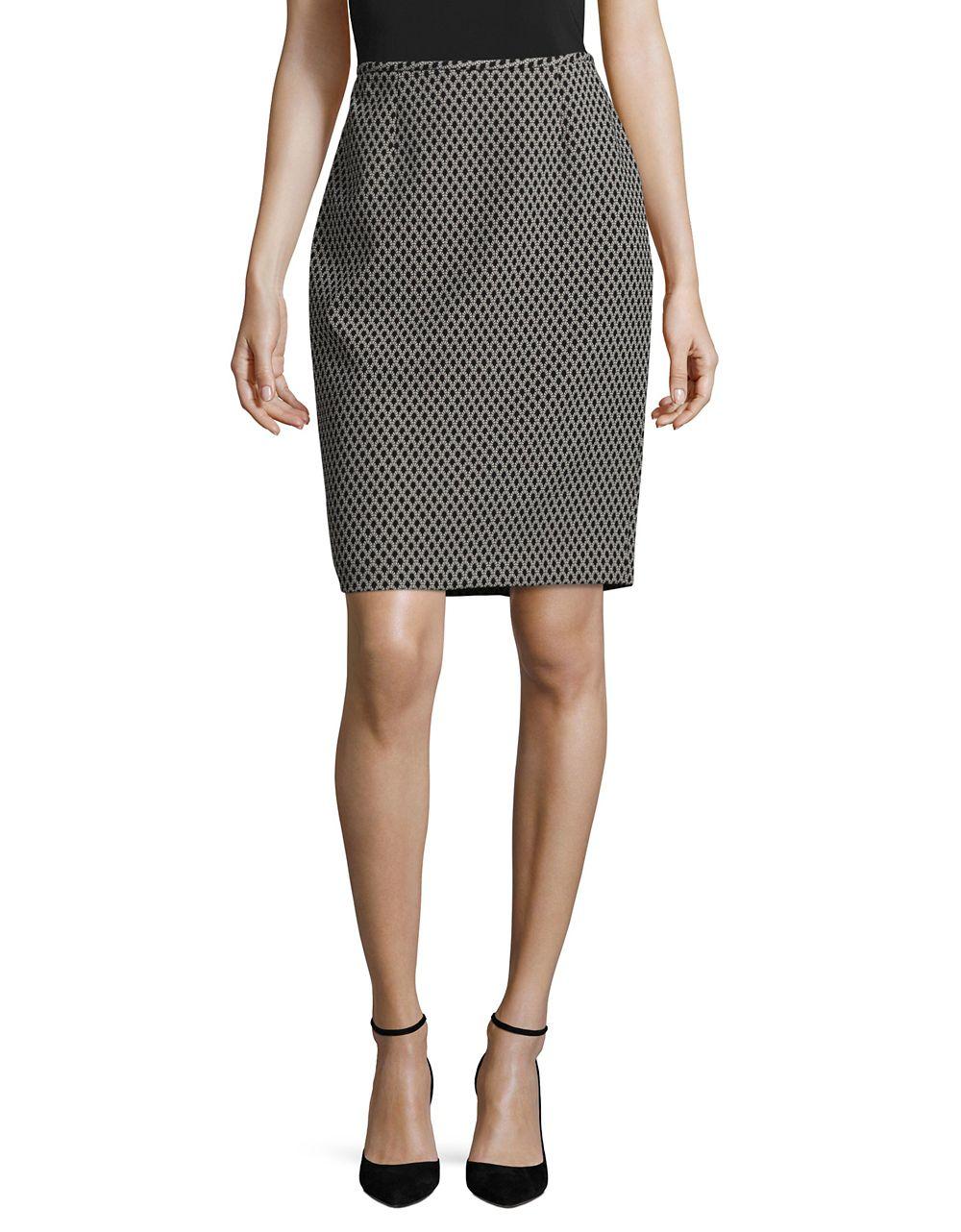 Calvin klein Patterned Pencil Skirt in Black | Lyst