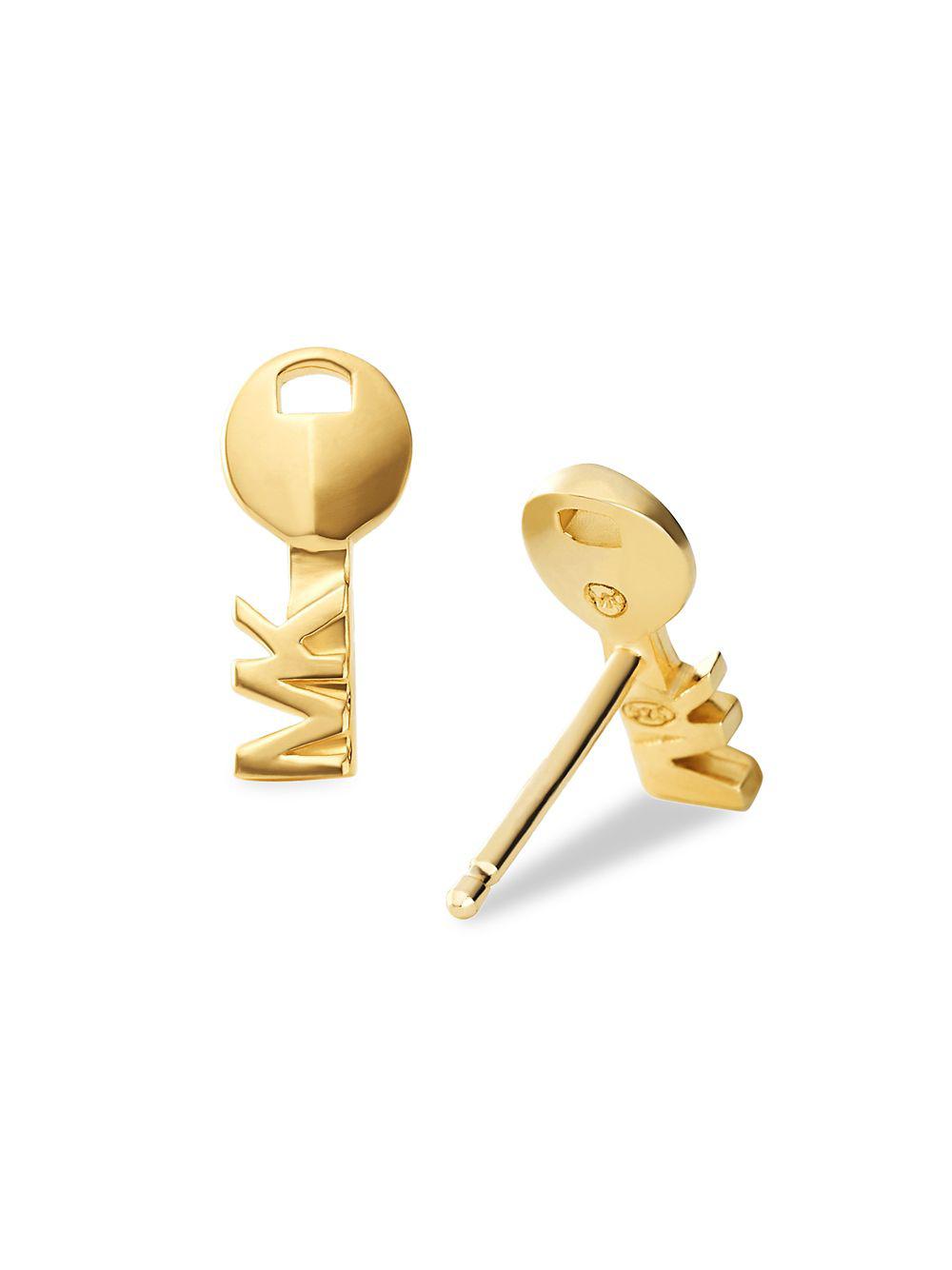 Lyst Michael Kors Custom 14k Goldplated Logo Key Stud View Fullscreen