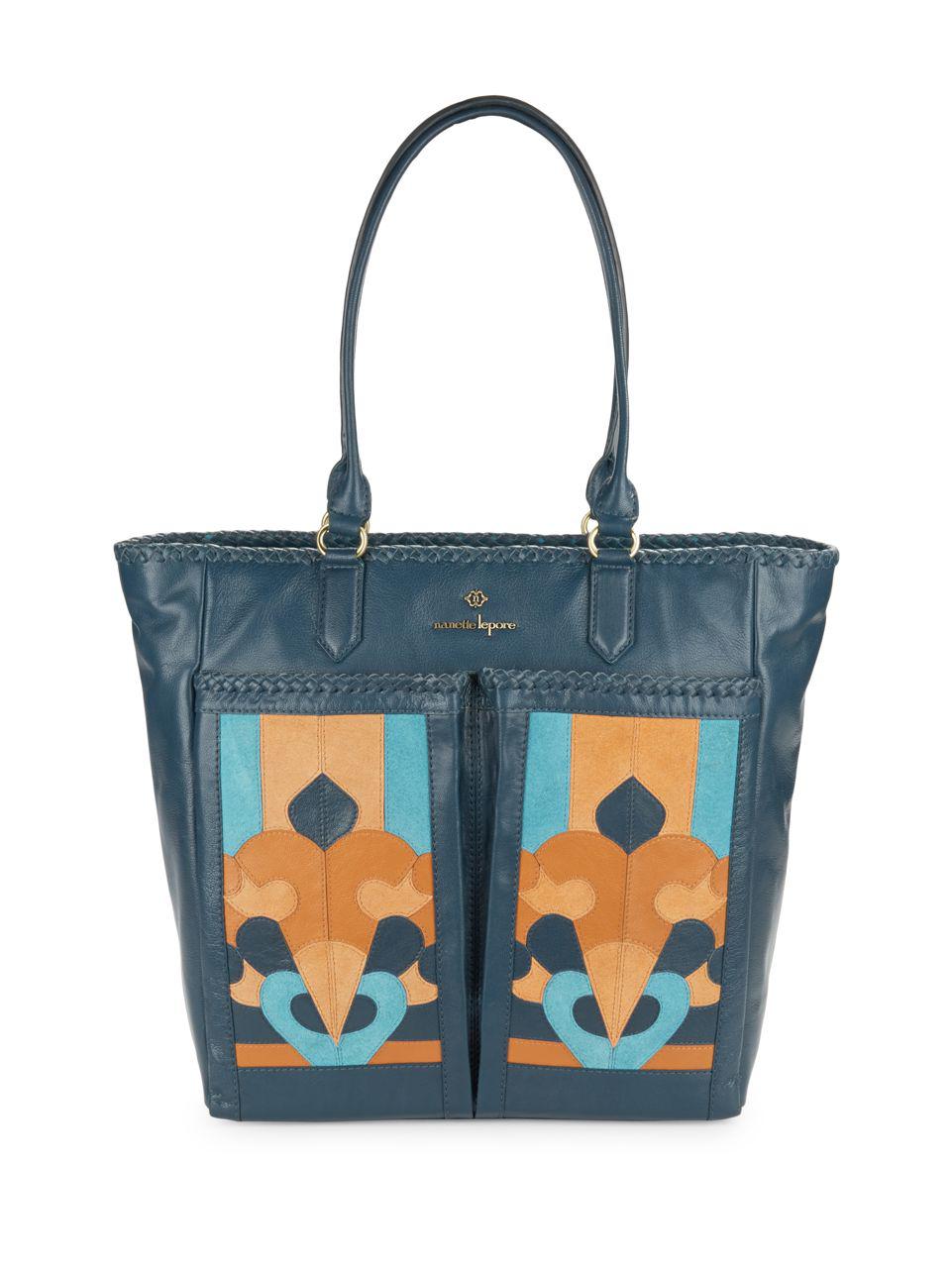 Nanette Lepore Echo Suede And Leather Tote In Blue Lyst Gallery
