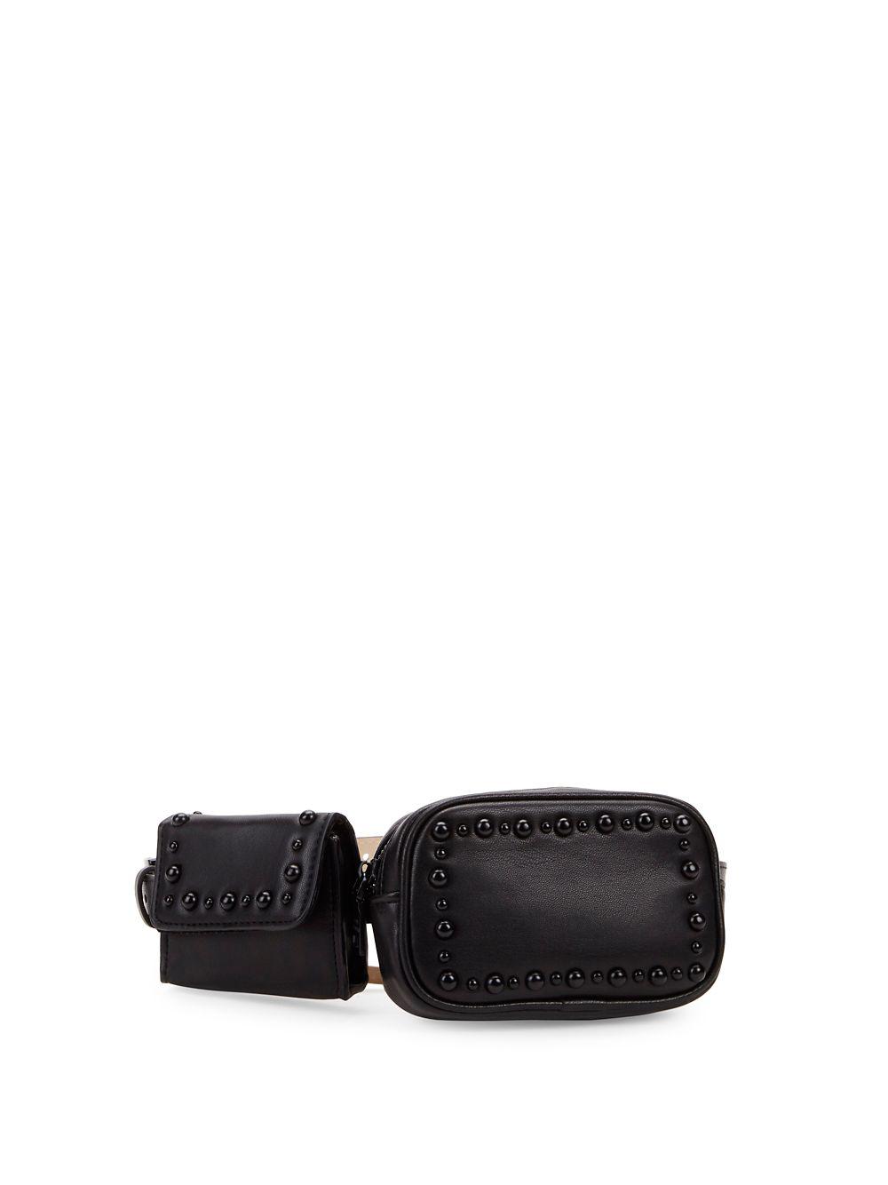Steve Madden Double Pouch Faux-leather Belt Bag in Black - Lyst