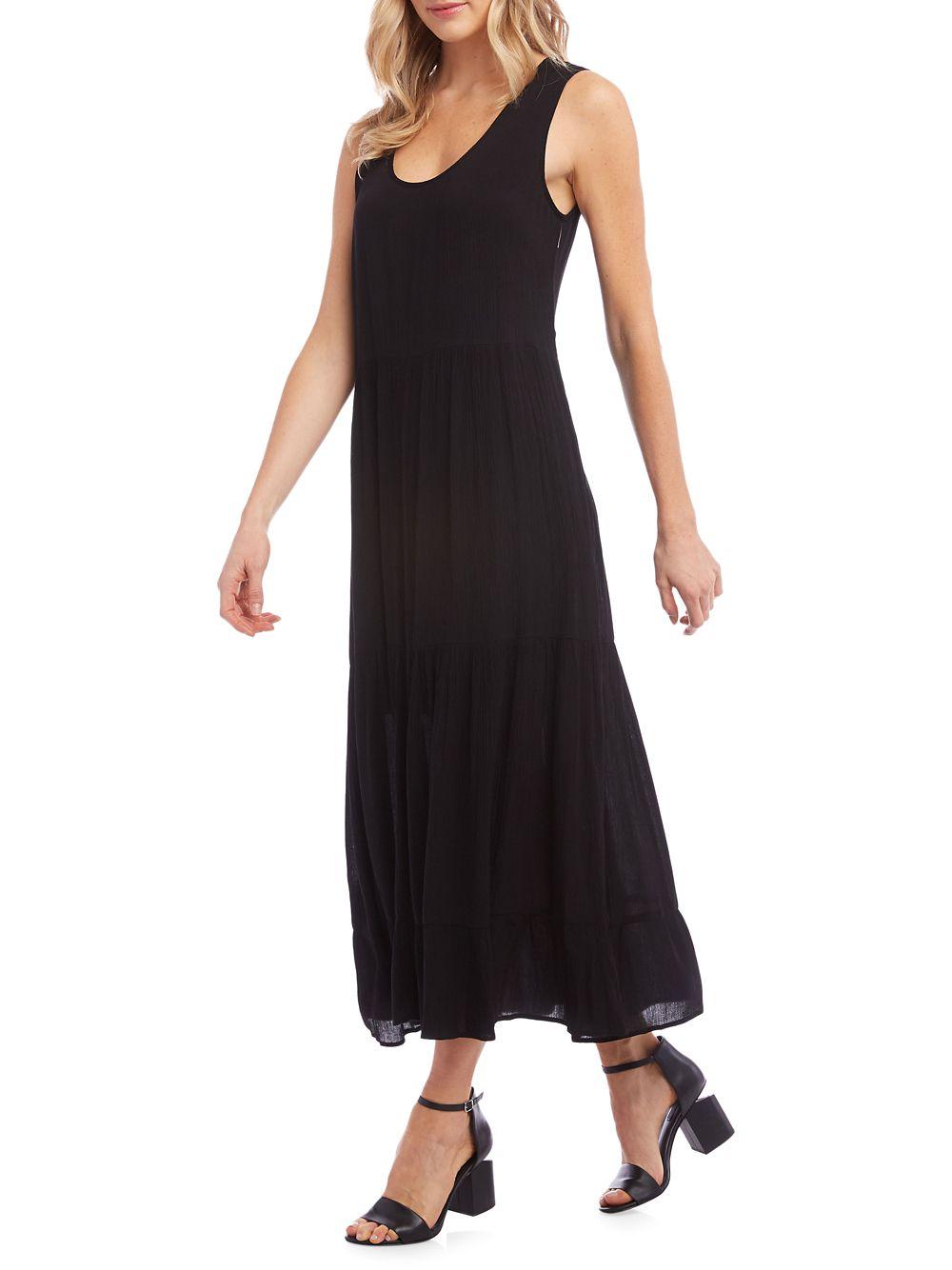 Karen Kane Crushed Tiered Midi Shift Dress in Black Lyst