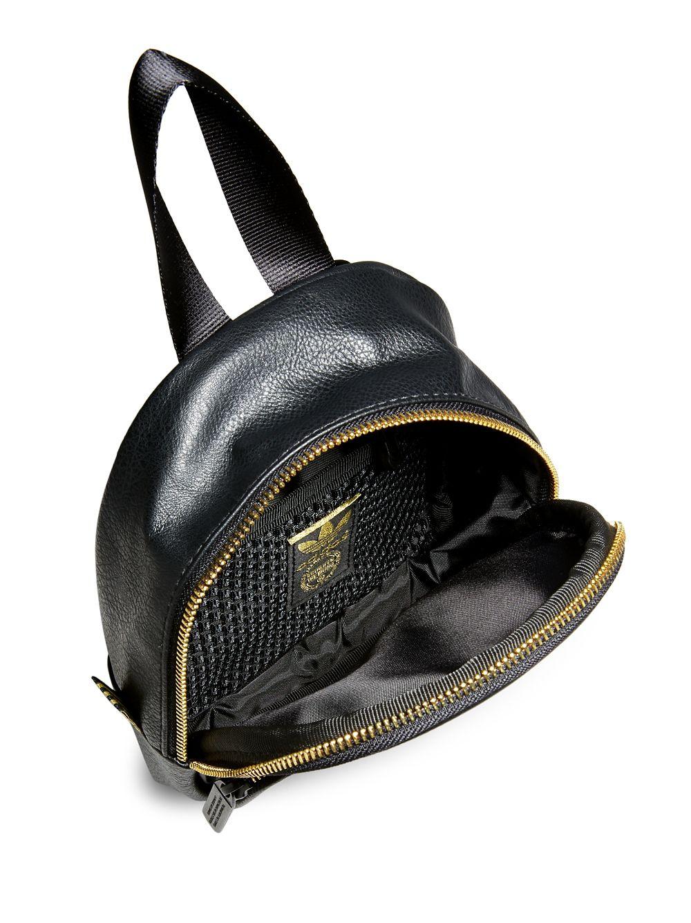adidas Mini Faux Leather Backpack in Black - Lyst