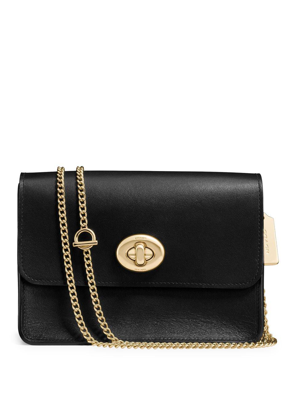 Lyst Coach Leather Chain Strap Shoulder Bag In Black Gallery Previously Sold At Lord Taylor Women S Chain Strap Bags Leather