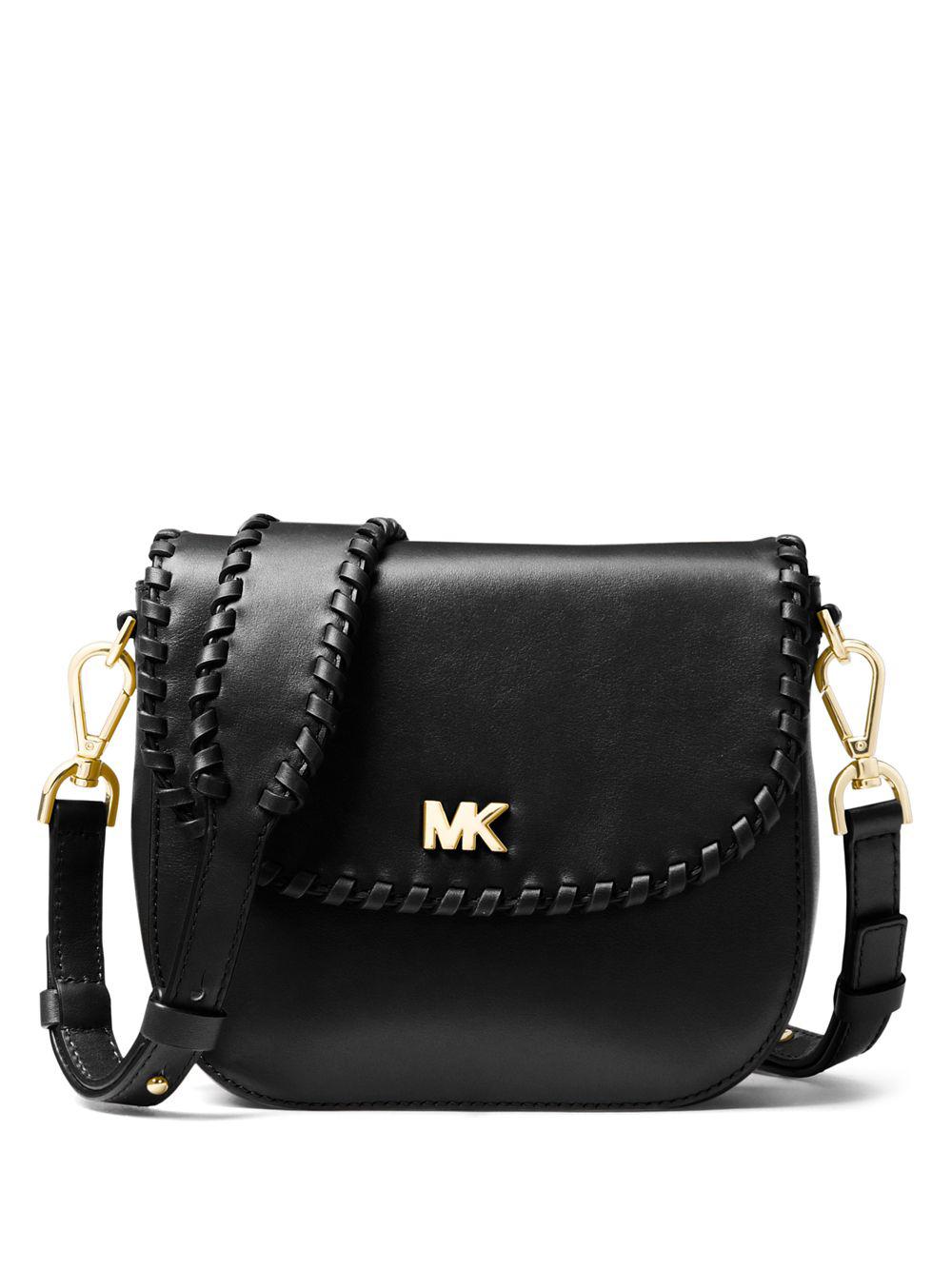 Lyst - Michael Michael Kors Half Dome Leather Crossbody Bag in Black