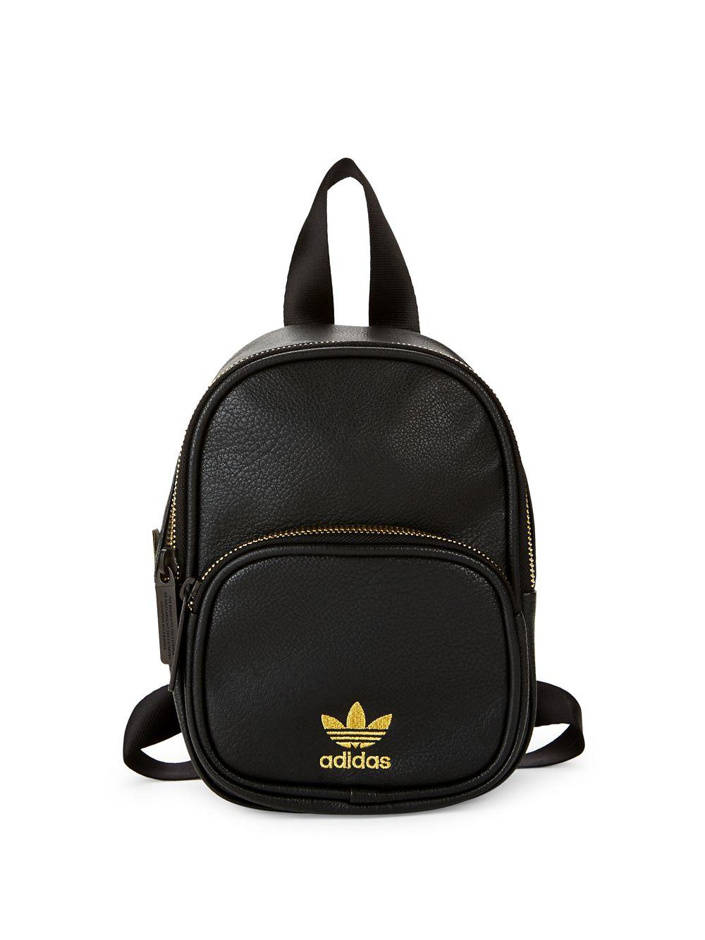 adidas Mini Faux Leather Backpack in Black - Lyst