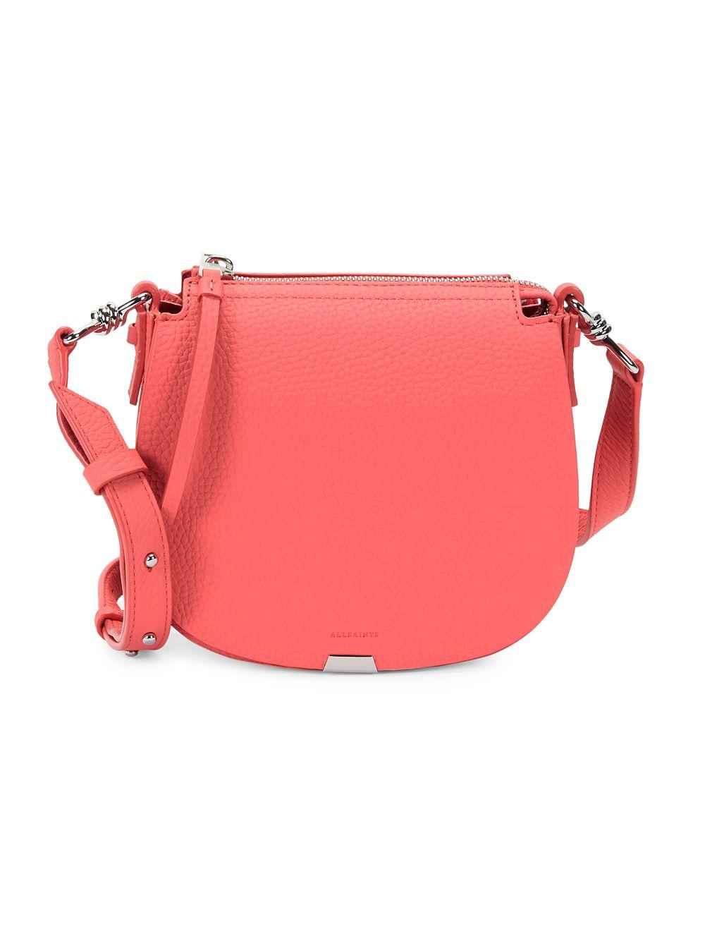 AllSaints Captain Round Leather Crossbody Bag in Pink - Lyst
