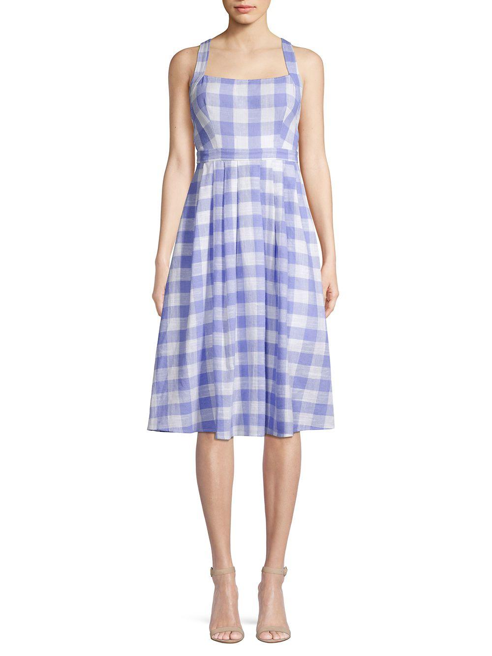 Astr Lillian Cotton & Linen Blend A-line Dress in Blue - Lyst