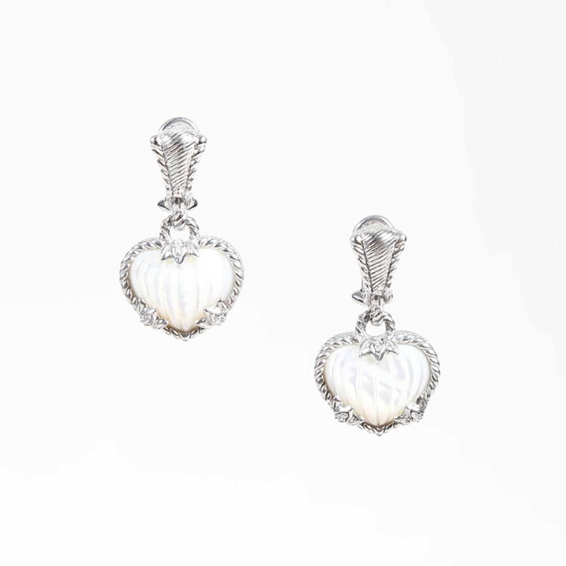 Lyst Judith Ripka Sterling Silver Mother Of Pearl Heart Shaped Judith Ripka Women S Metallic Sterling Silver Mother Of Pearl Heart Shaped Earrings