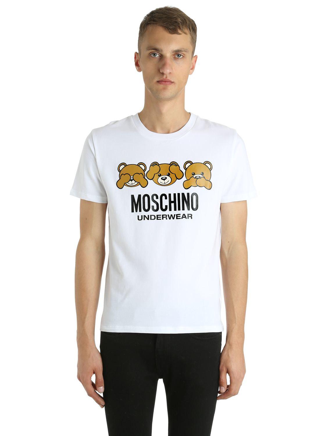 Lyst - Moschino Underbear Stretch Cotton Jersey T-shirt in White for Men