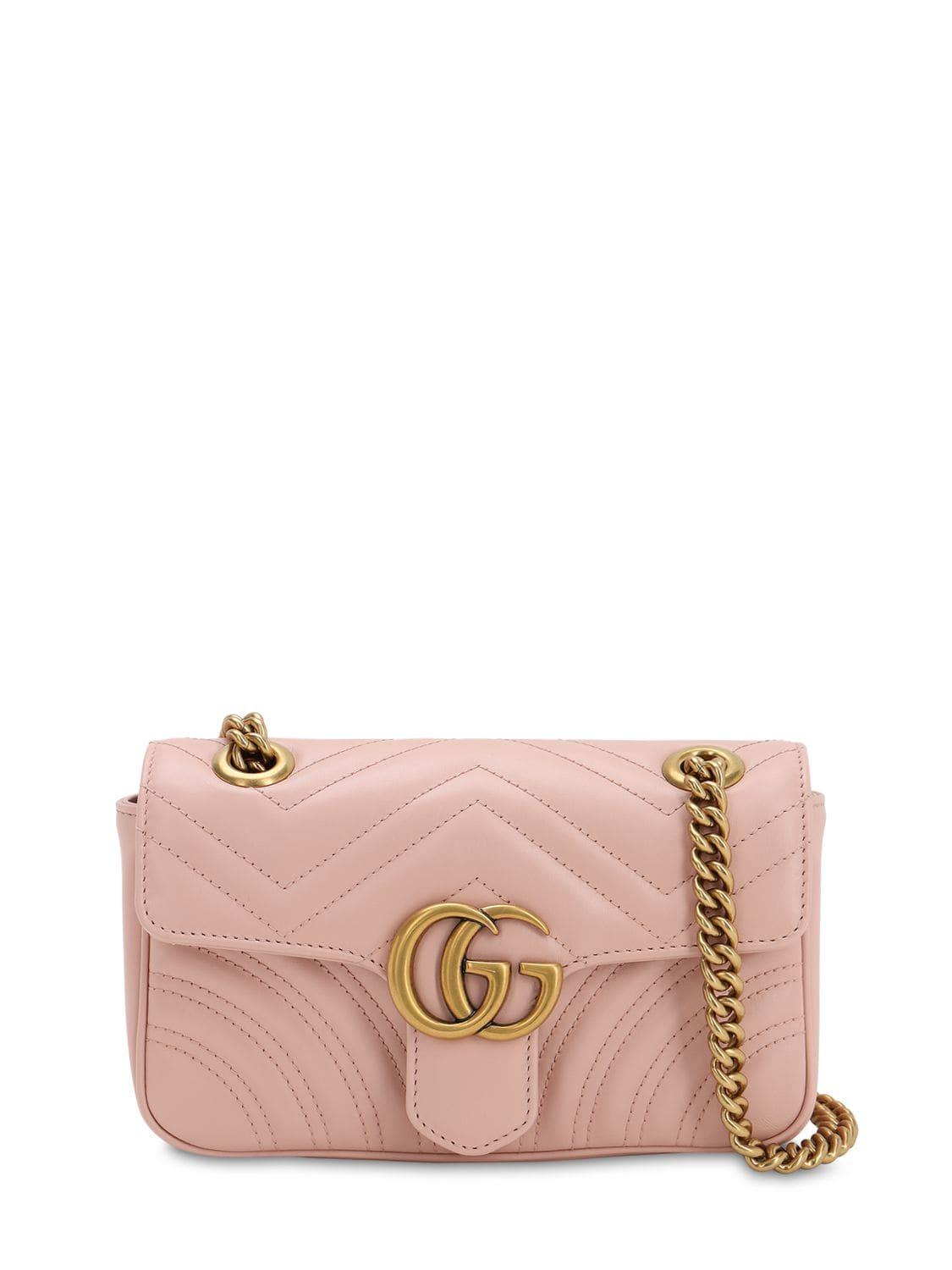 Gucci Mini Gg Marmont 2.0 Leather Shoulder Bag in Pink - Lyst