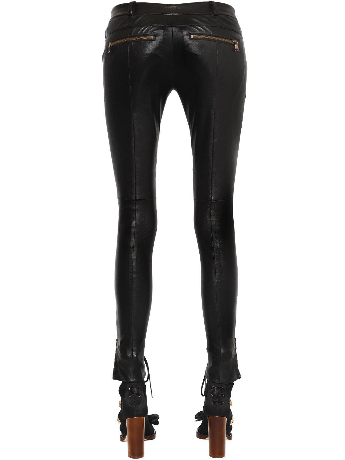 Redemption Lace Up Skinny Leather Pants In Black Lyst