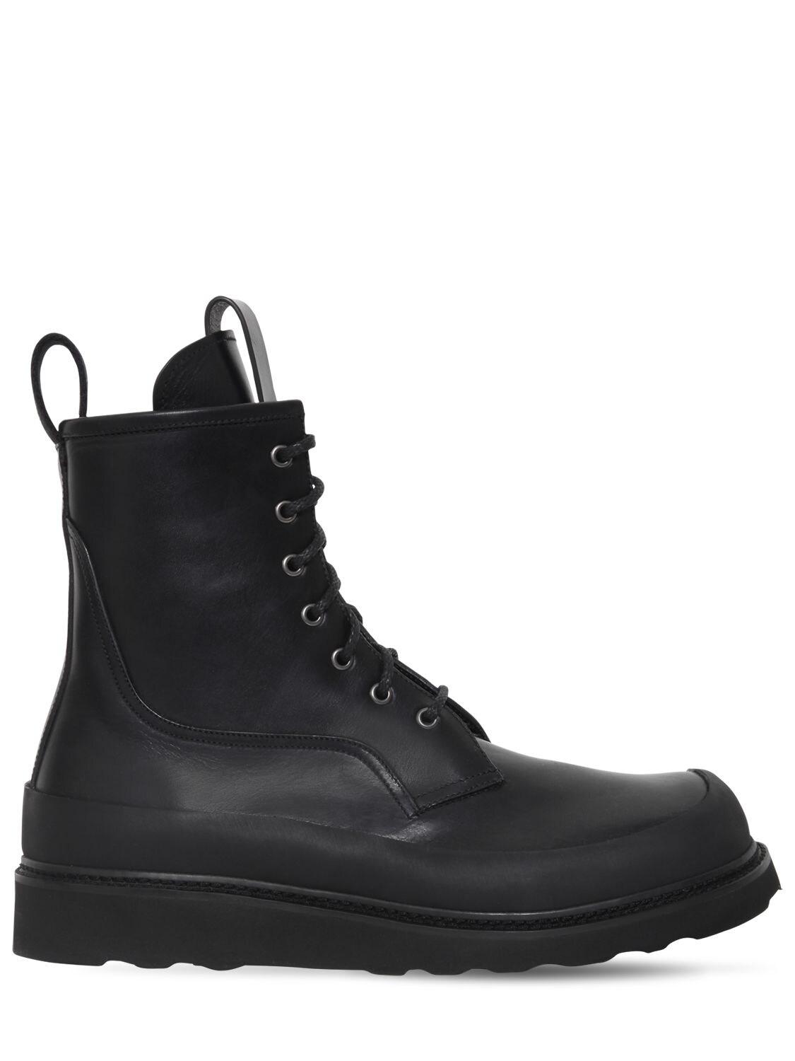 Bottega Veneta Leather Lace-up Work Boots in Black for Men - Lyst