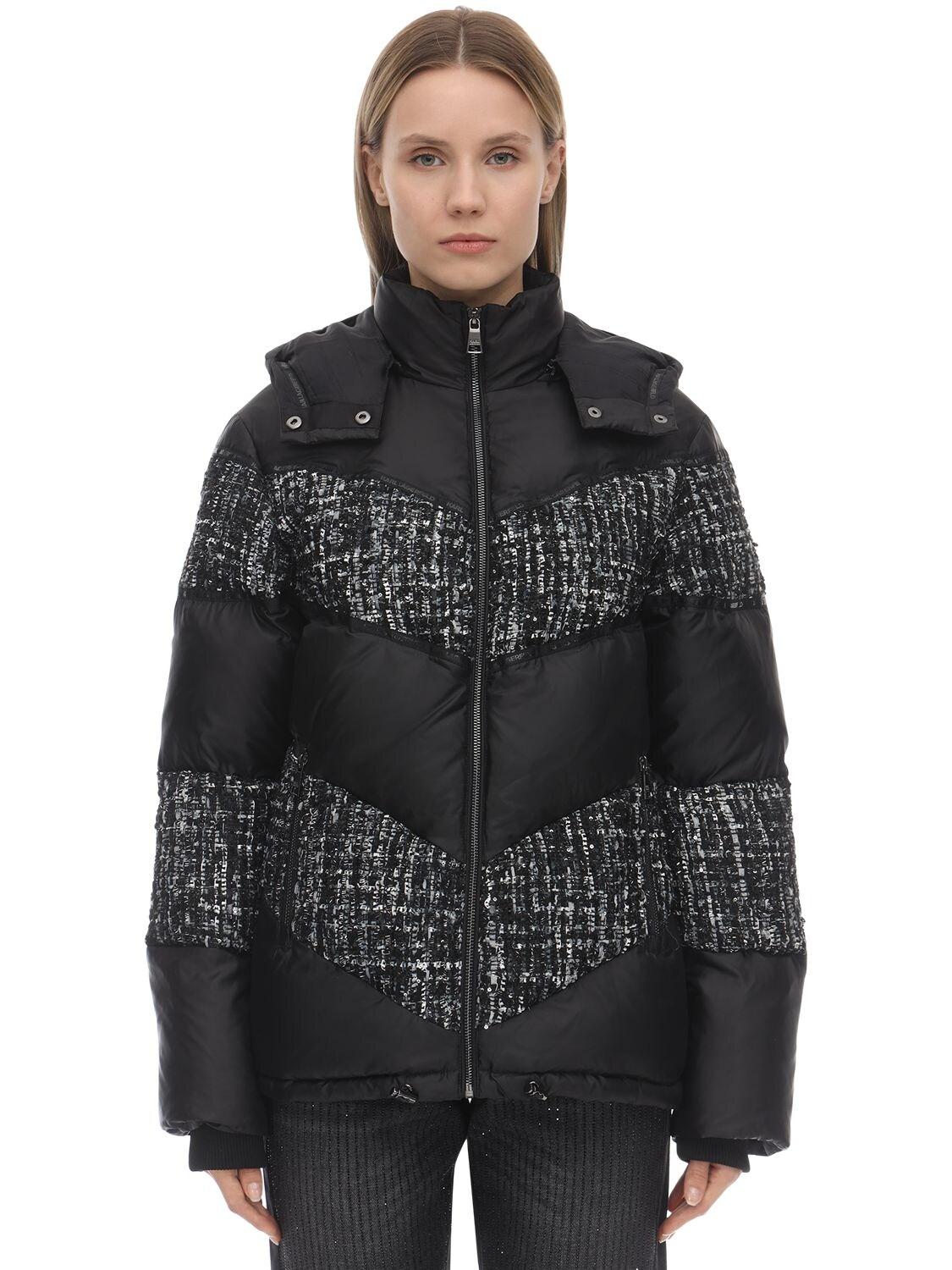 Karl Lagerfeld Synthetic Bouclé & Nylon Puffer Jacket in Black - Save ...