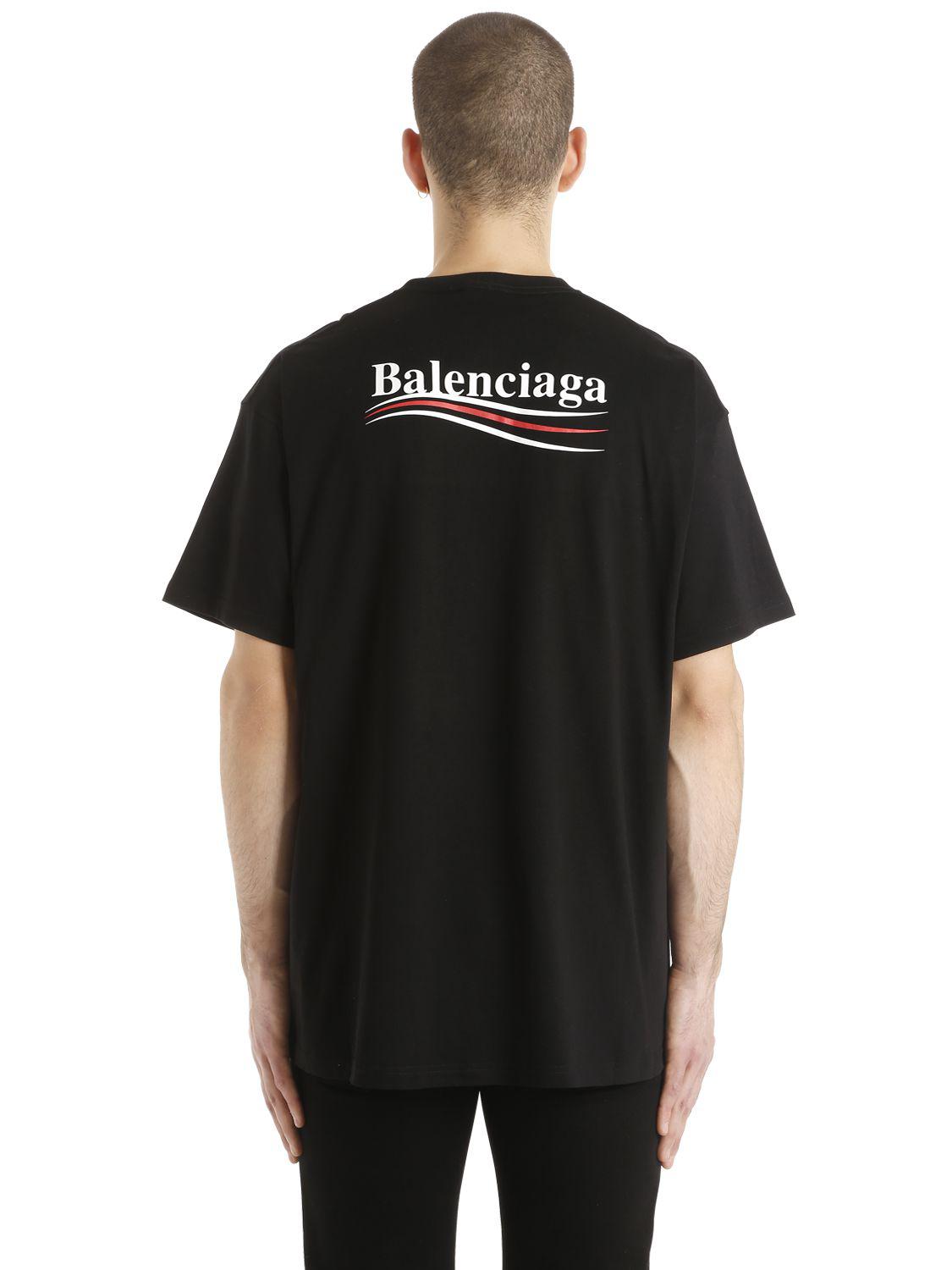 Lyst Balenciaga  Political Logo Cotton Jersey T  shirt  in 