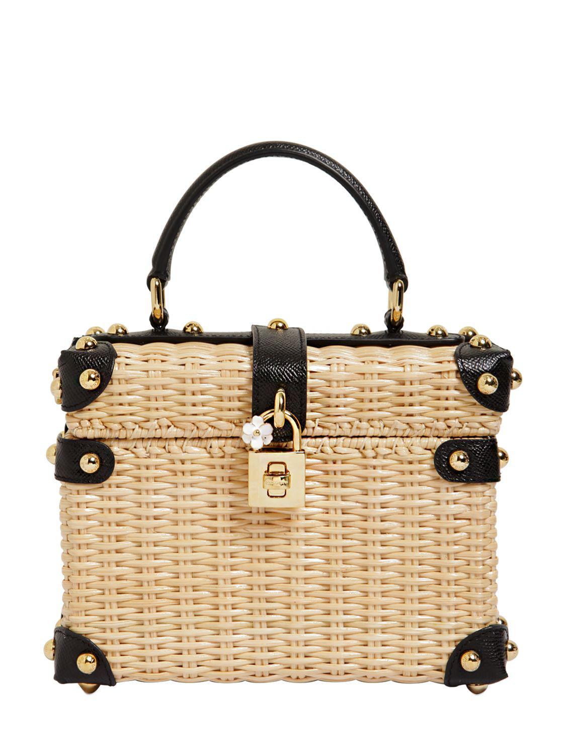 Lyst - Dolce & gabbana Dolce Box Wicker & Dauphine Leather Bag