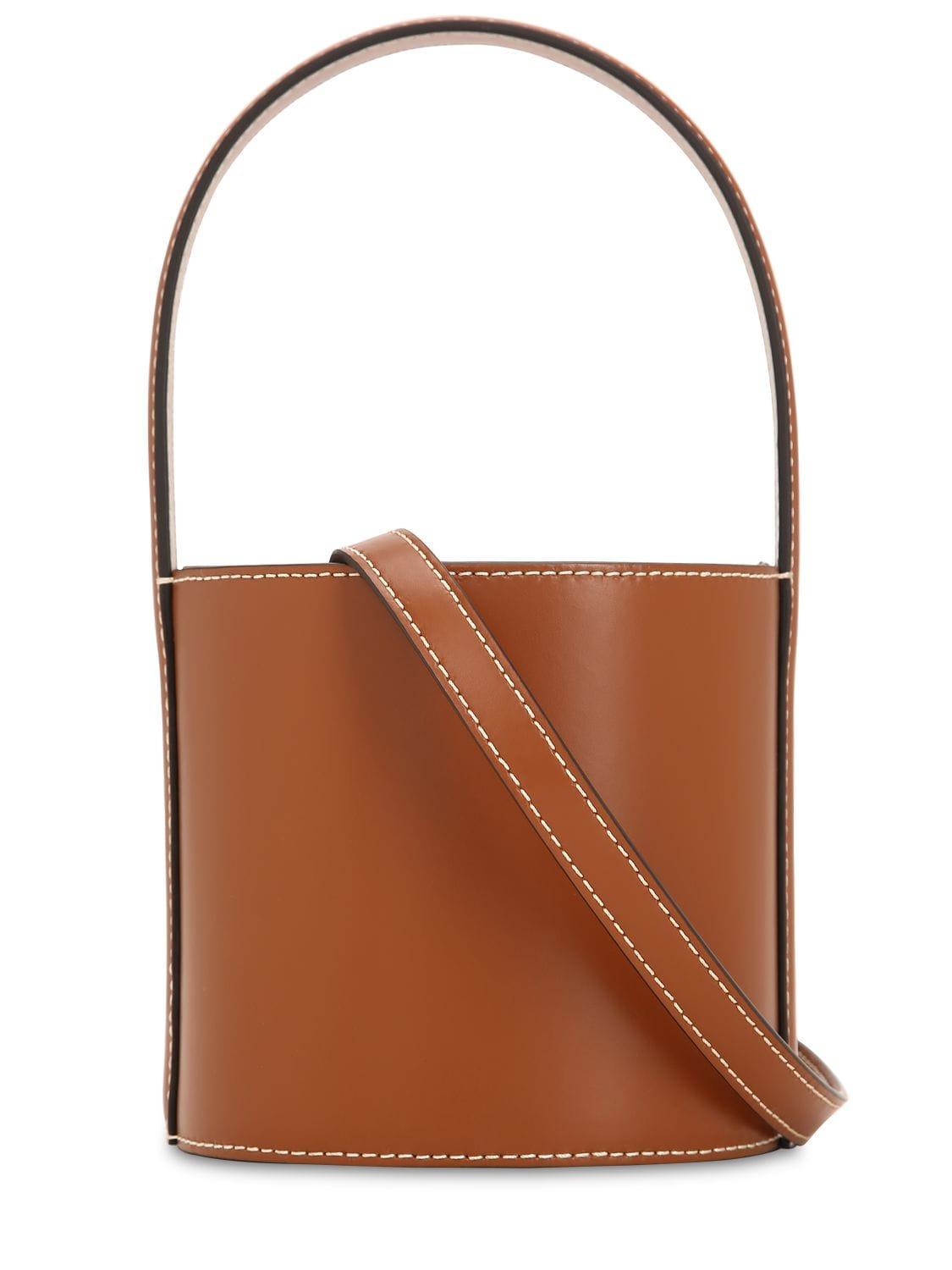 STAUD Mini Bissett Leather Bucket Bag in Brown - Lyst