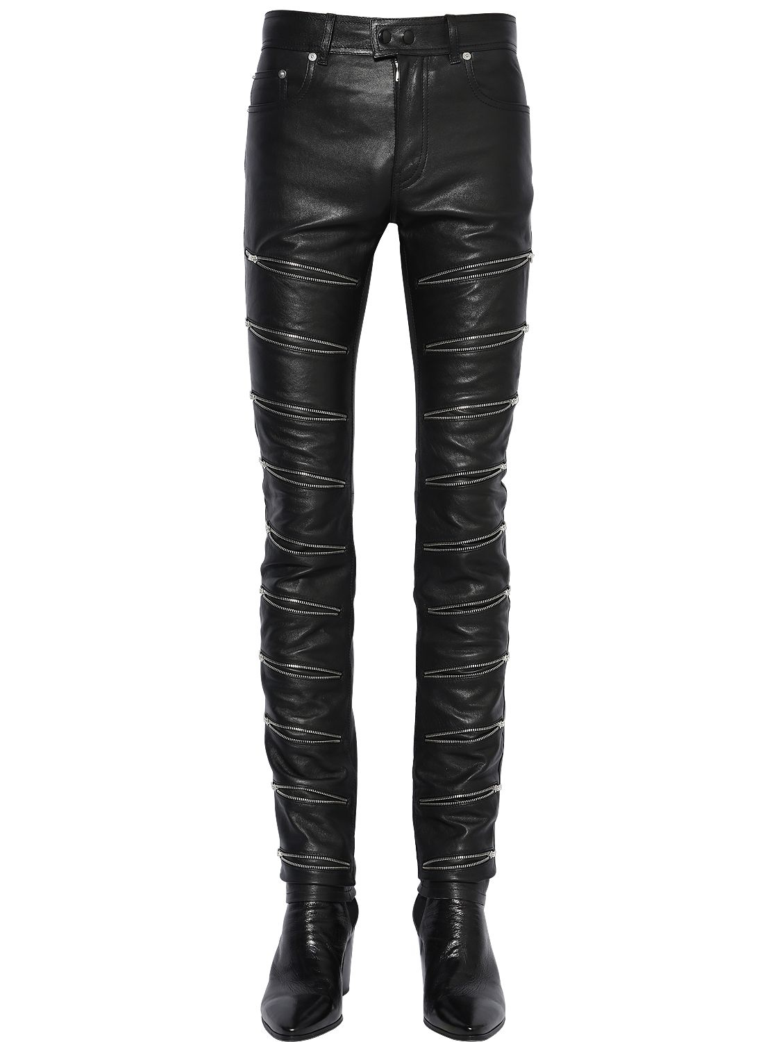 Lyst - Saint Laurent 15cm Multi Zip Nappa Leather Pants in Black for Men