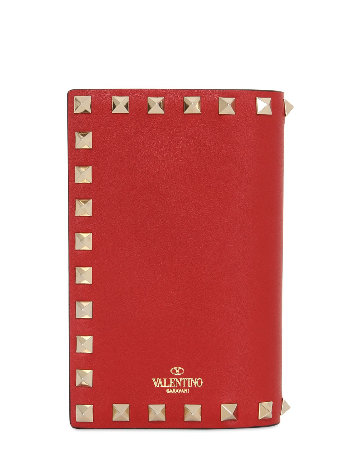 Lyst - Valentino Rockstud Leather Passport Holder in Red