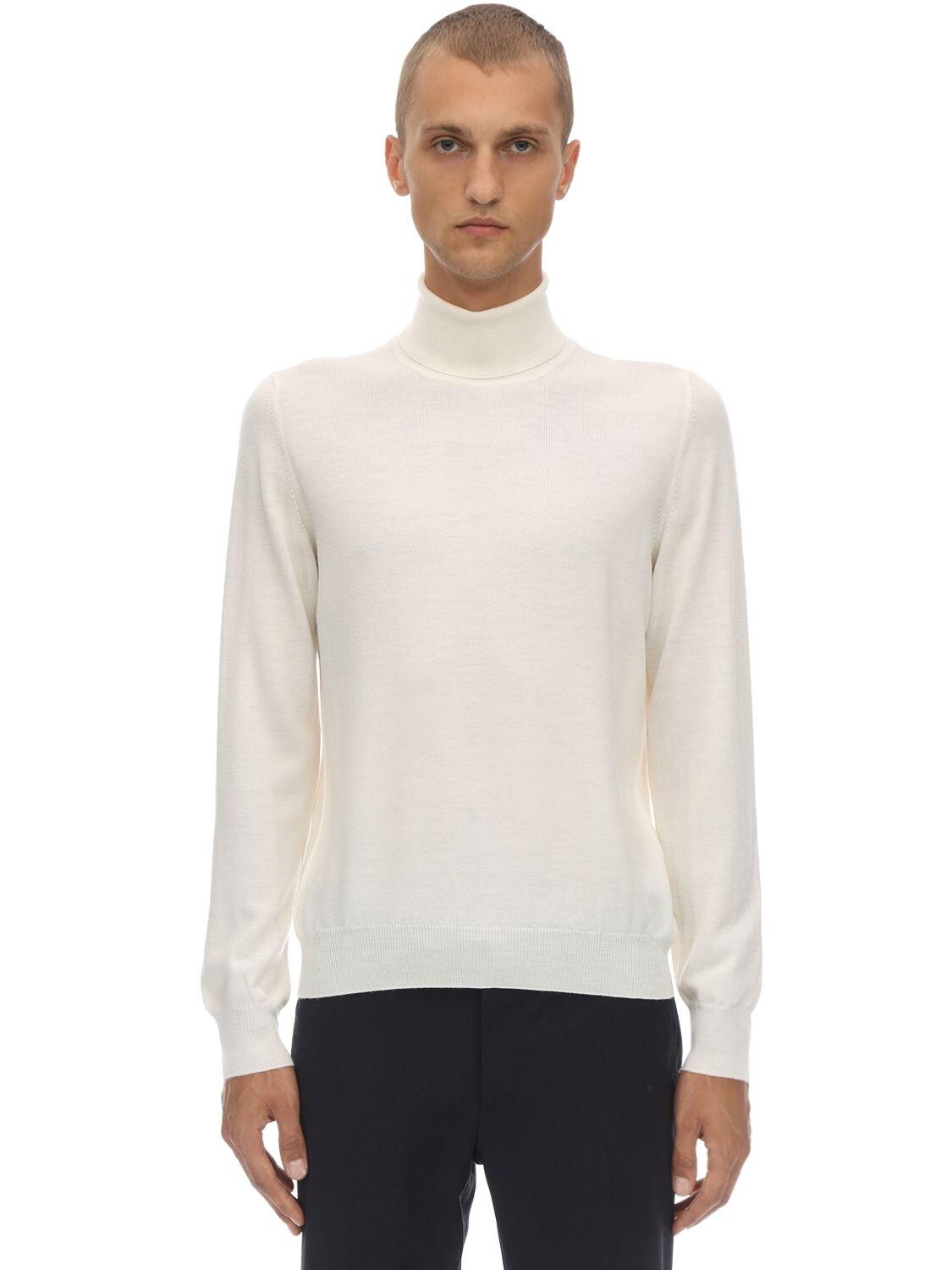 Tagliatore Wool Knit Sweater in White for Men - Lyst