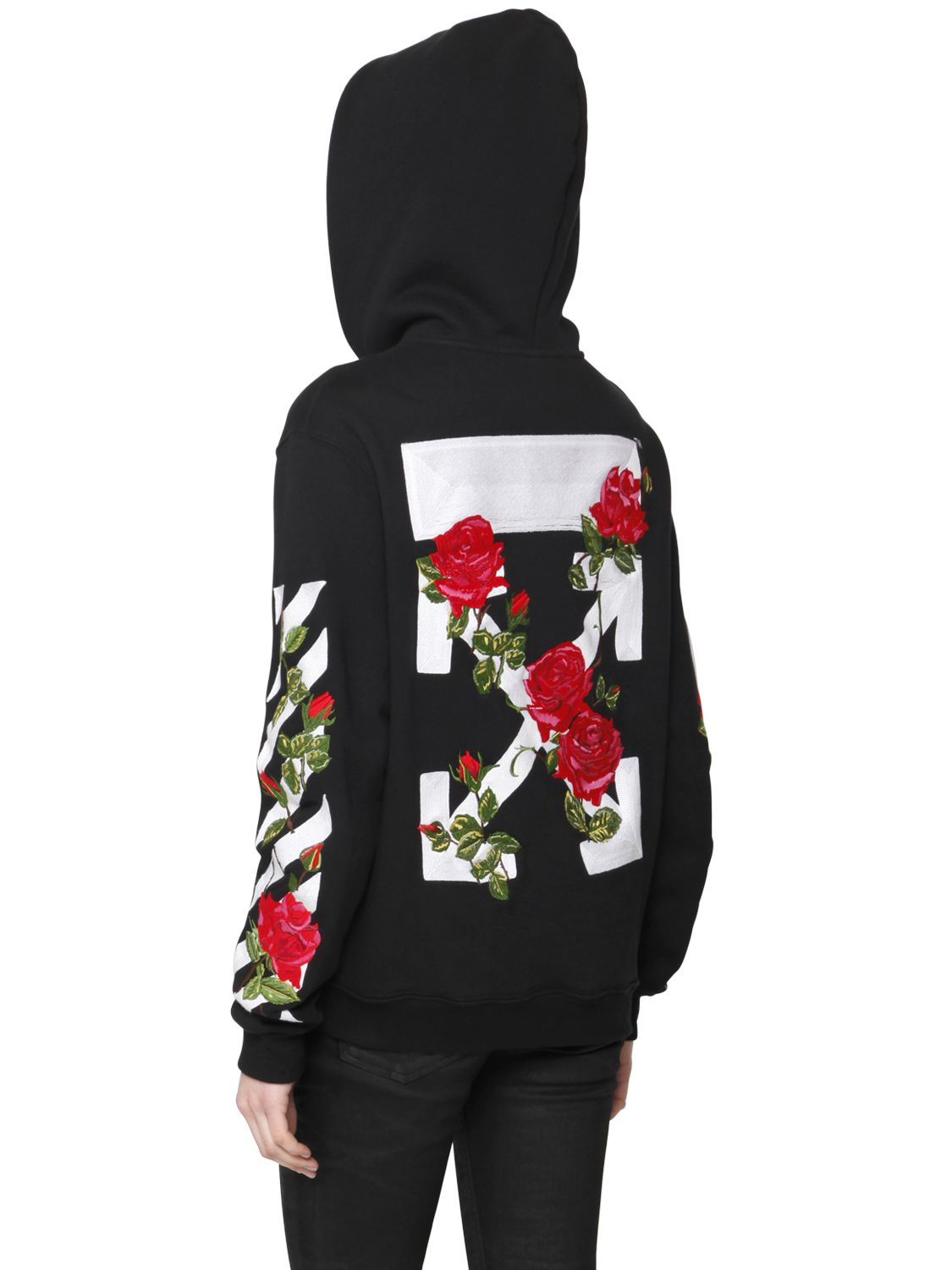 Lyst - Off-White C/O Virgil Abloh Rose Embroidery Zip-up Cotton Sweatshirt in Black