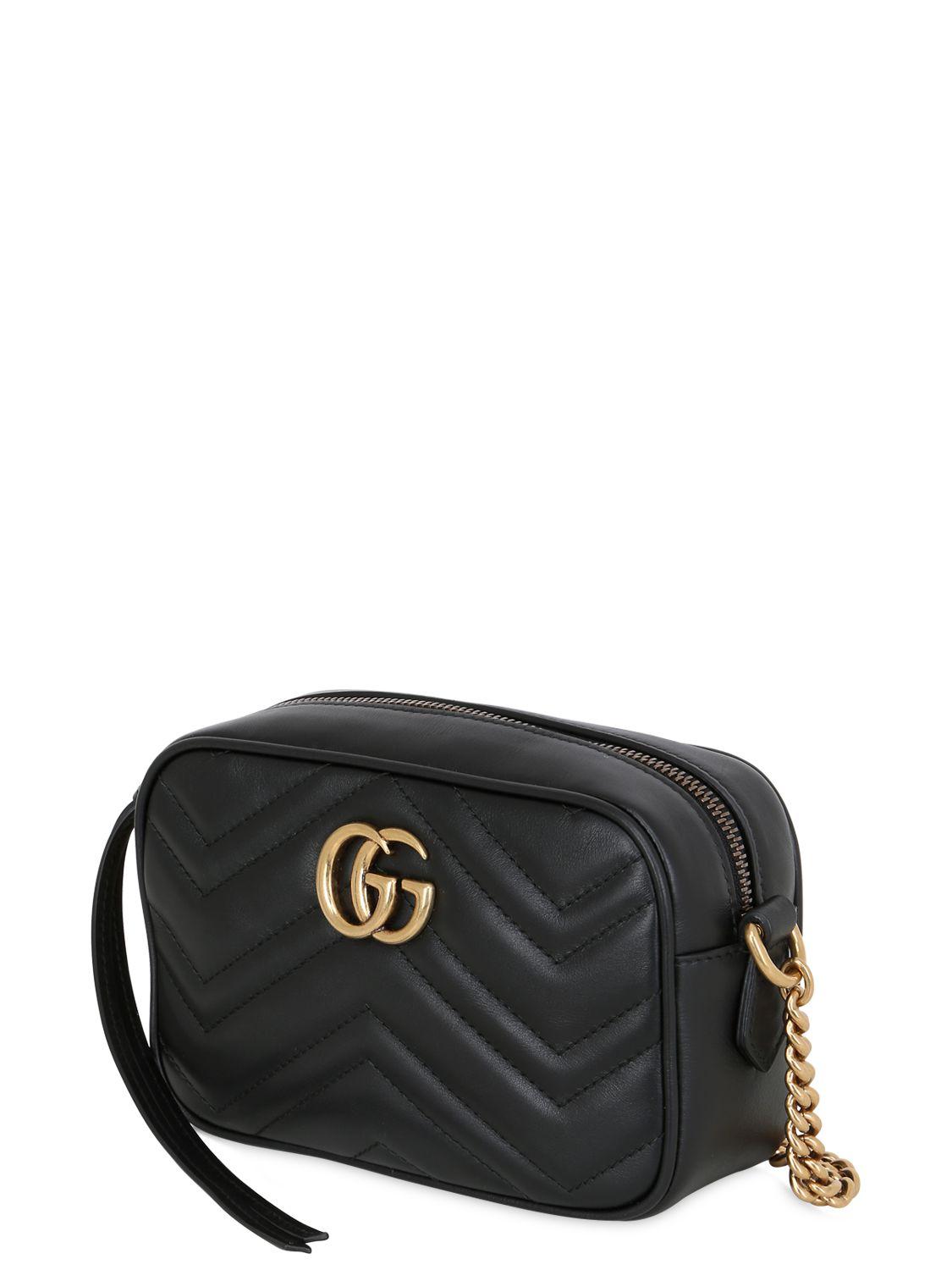 Gucci Mini Gg Marmont 2.0 Leather Bag in Black - Lyst