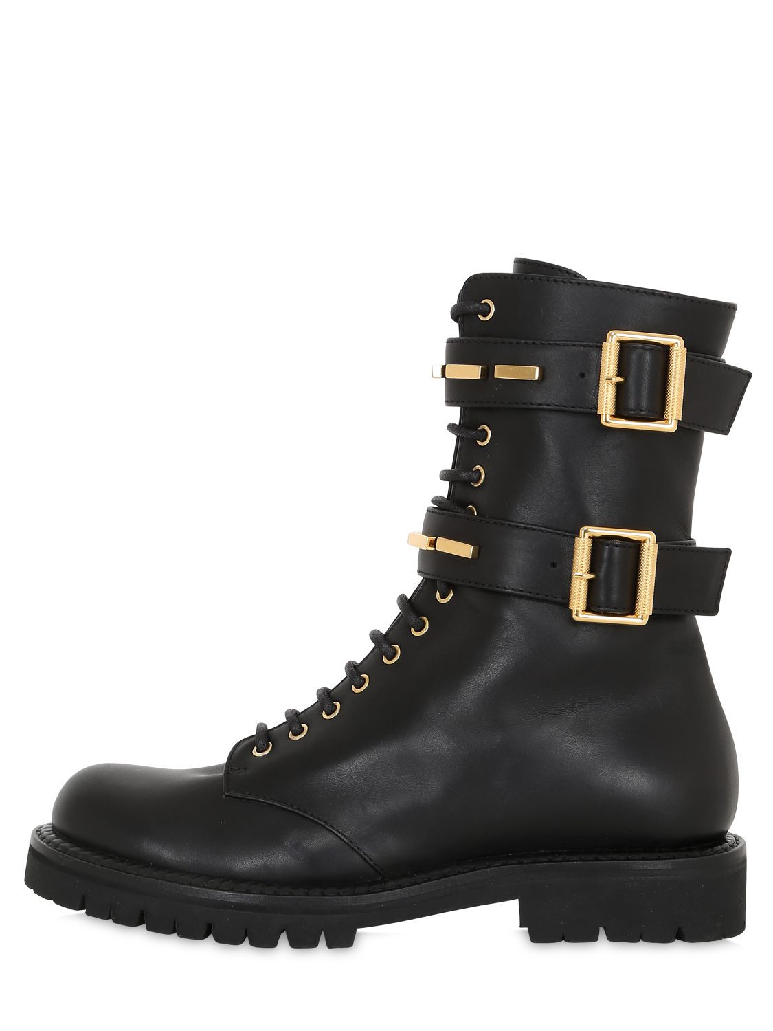 Lyst Alexandre Vauthier 30mm Buckled Leather Combat