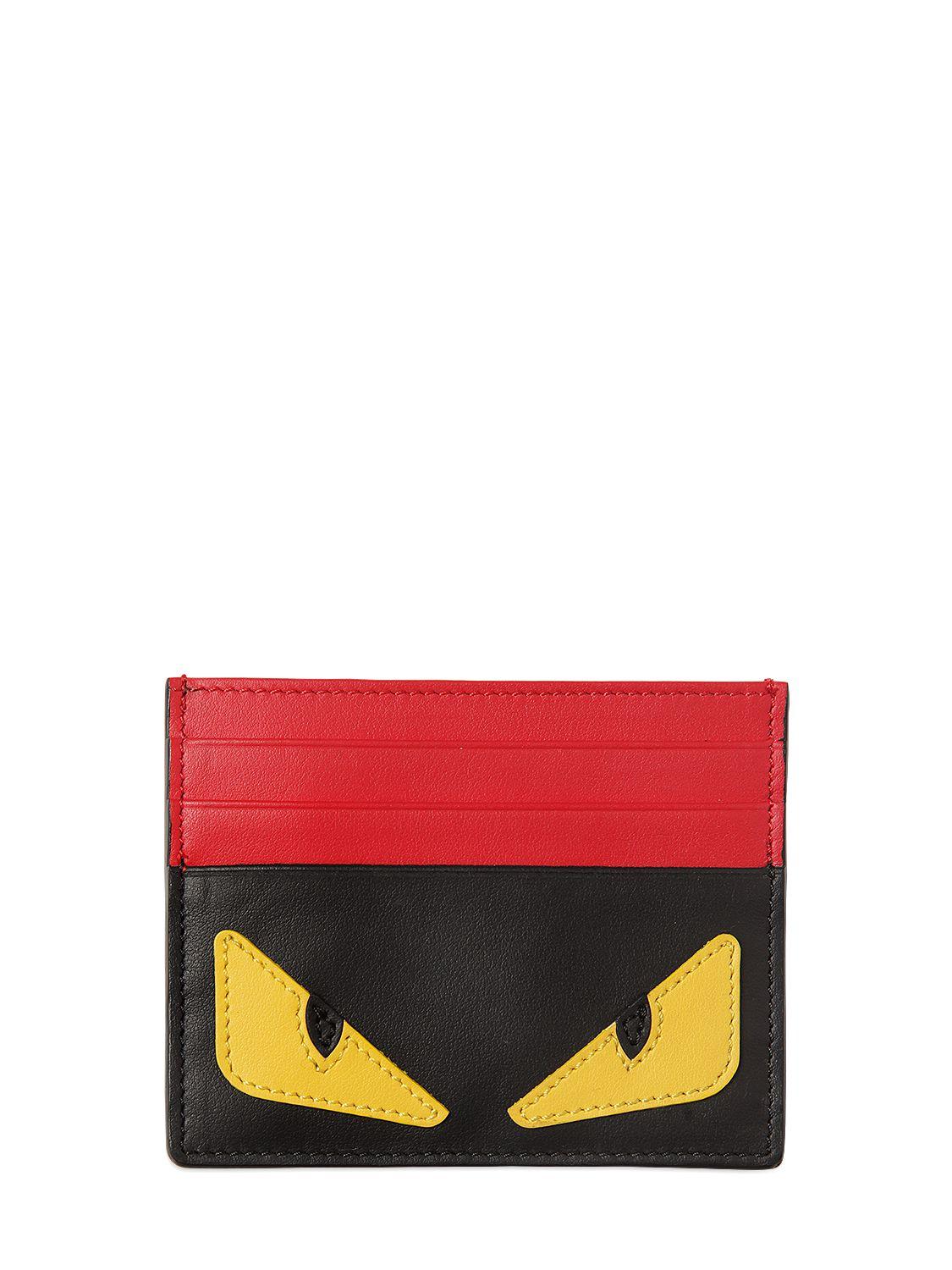 Fendi Monster Smooth Leather Card Holder in Red for Men | Lyst