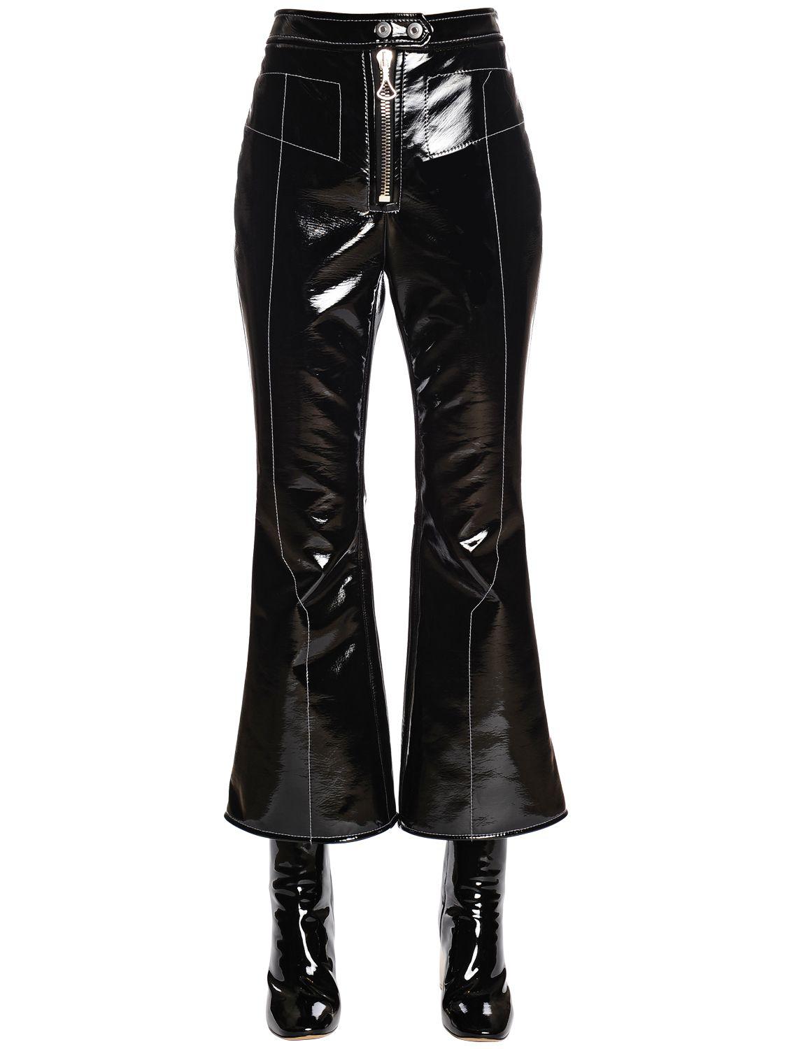 black patent pants