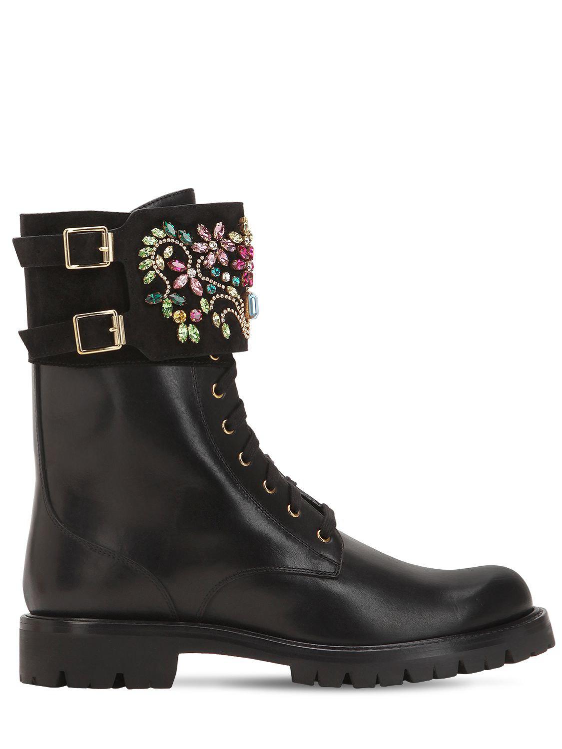 rene caovilla embellished biker leather boots