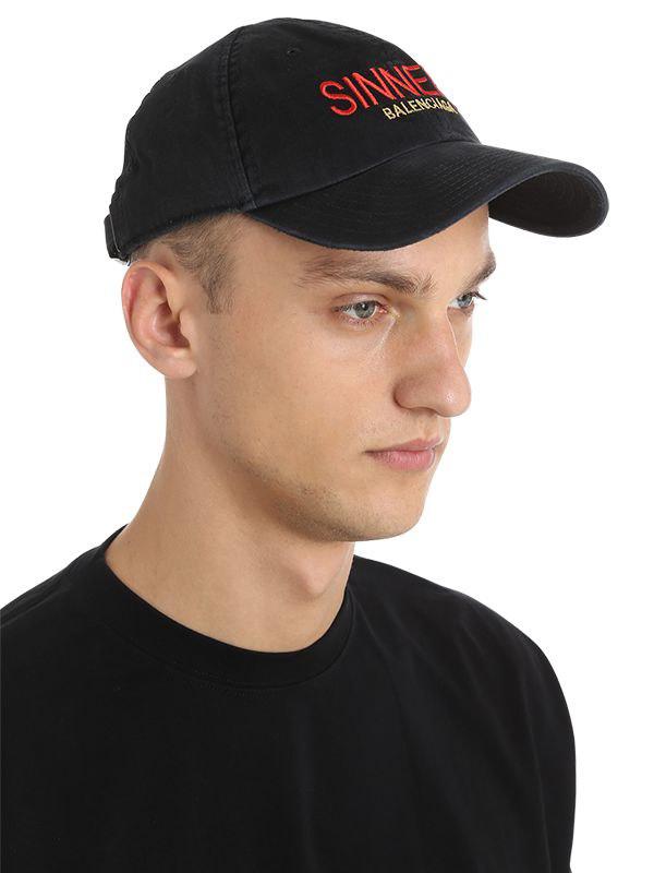Lyst - Balenciaga Sinners Embroidered Cotton Gabardine Hat in Black for Men