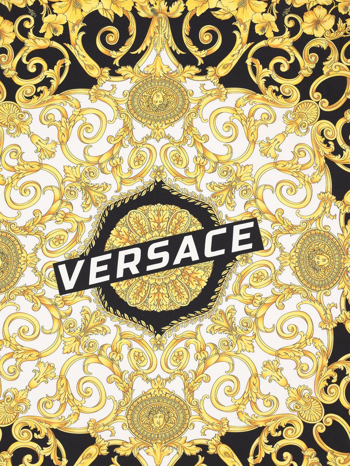 Versace Logo Baroque Print Silk Scarf in Gold/Black (Metallic) for Men ...