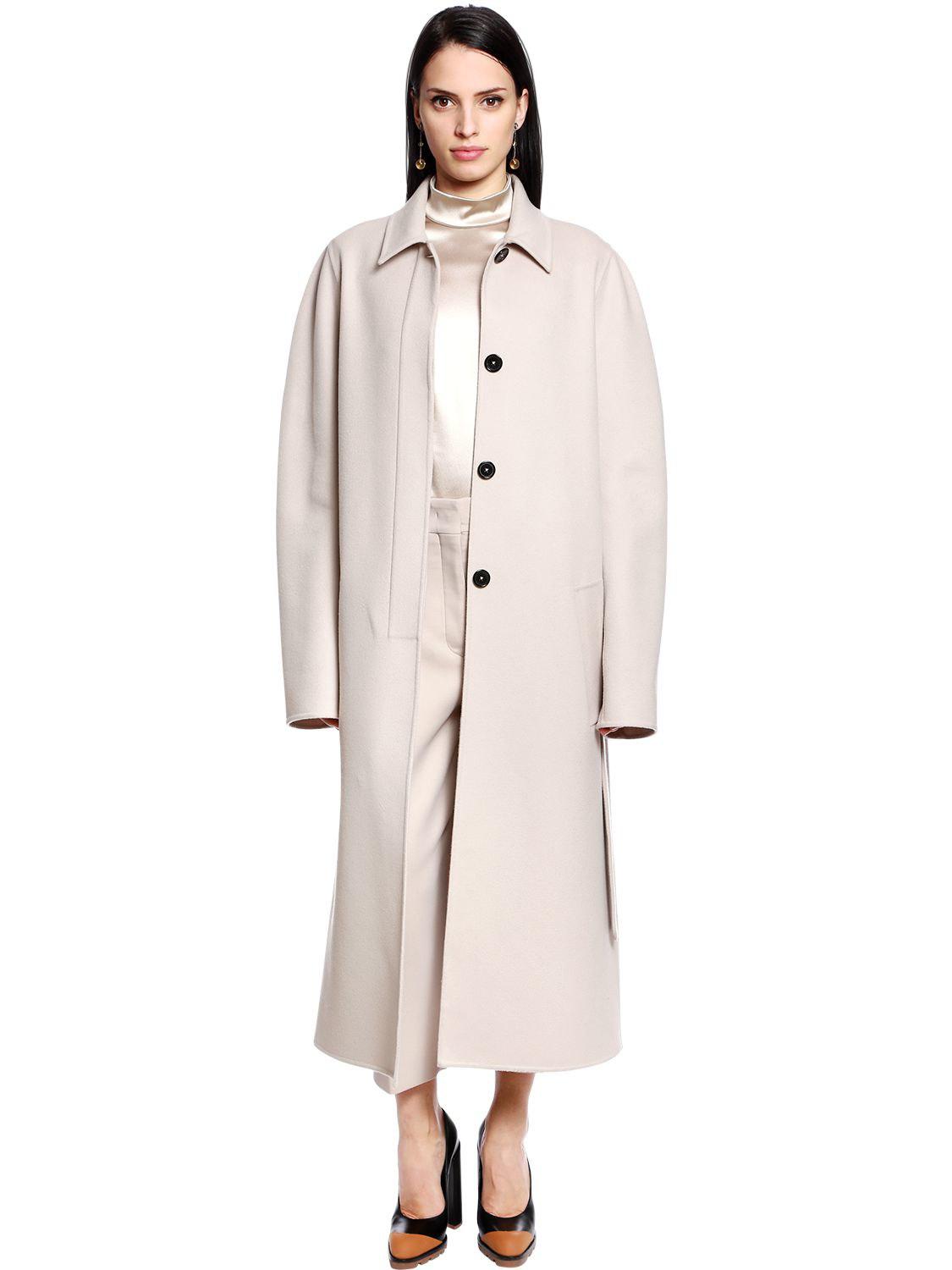 Lyst - Jil Sander Belted Wool & Cashmere Coat in Natural