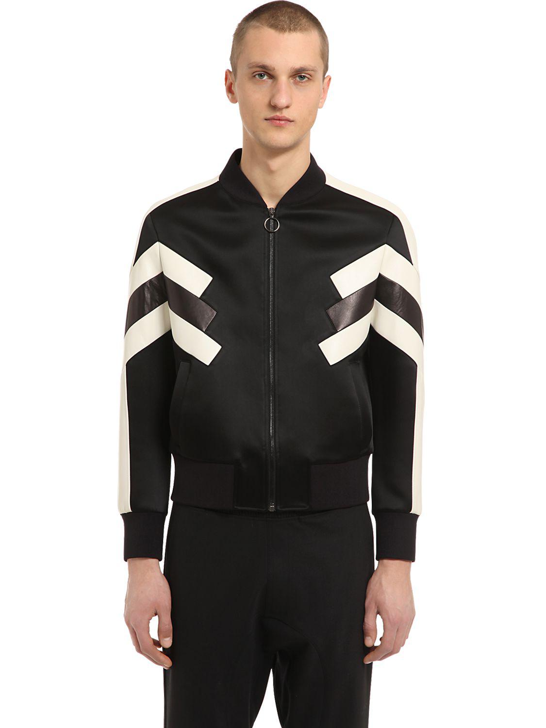 Lyst - Neil Barrett Patchwork Nylon & Leather Jacket in Black for Men