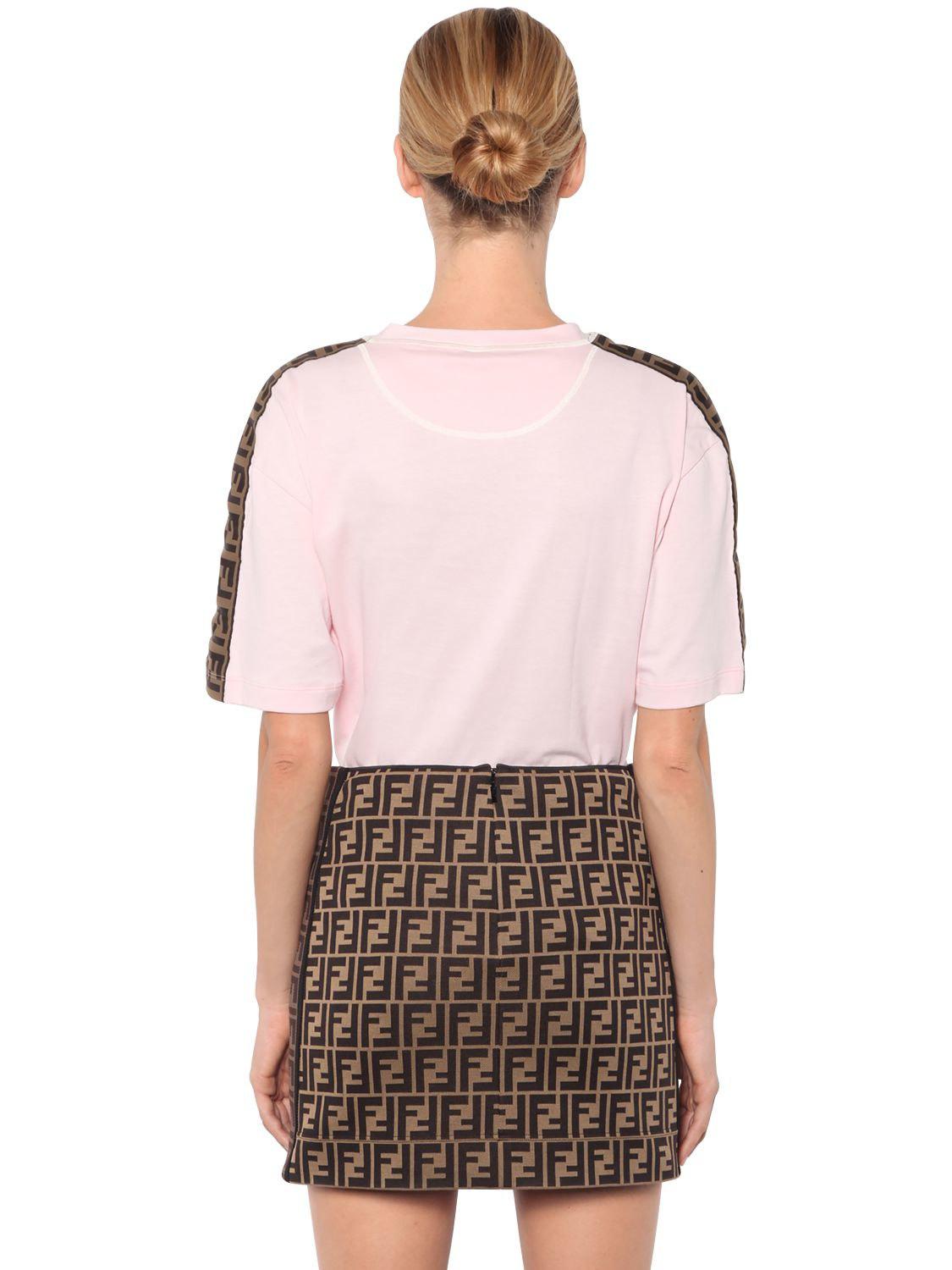 Lyst - Fendi Logo Print Cotton Jersey T-shirt in Pink