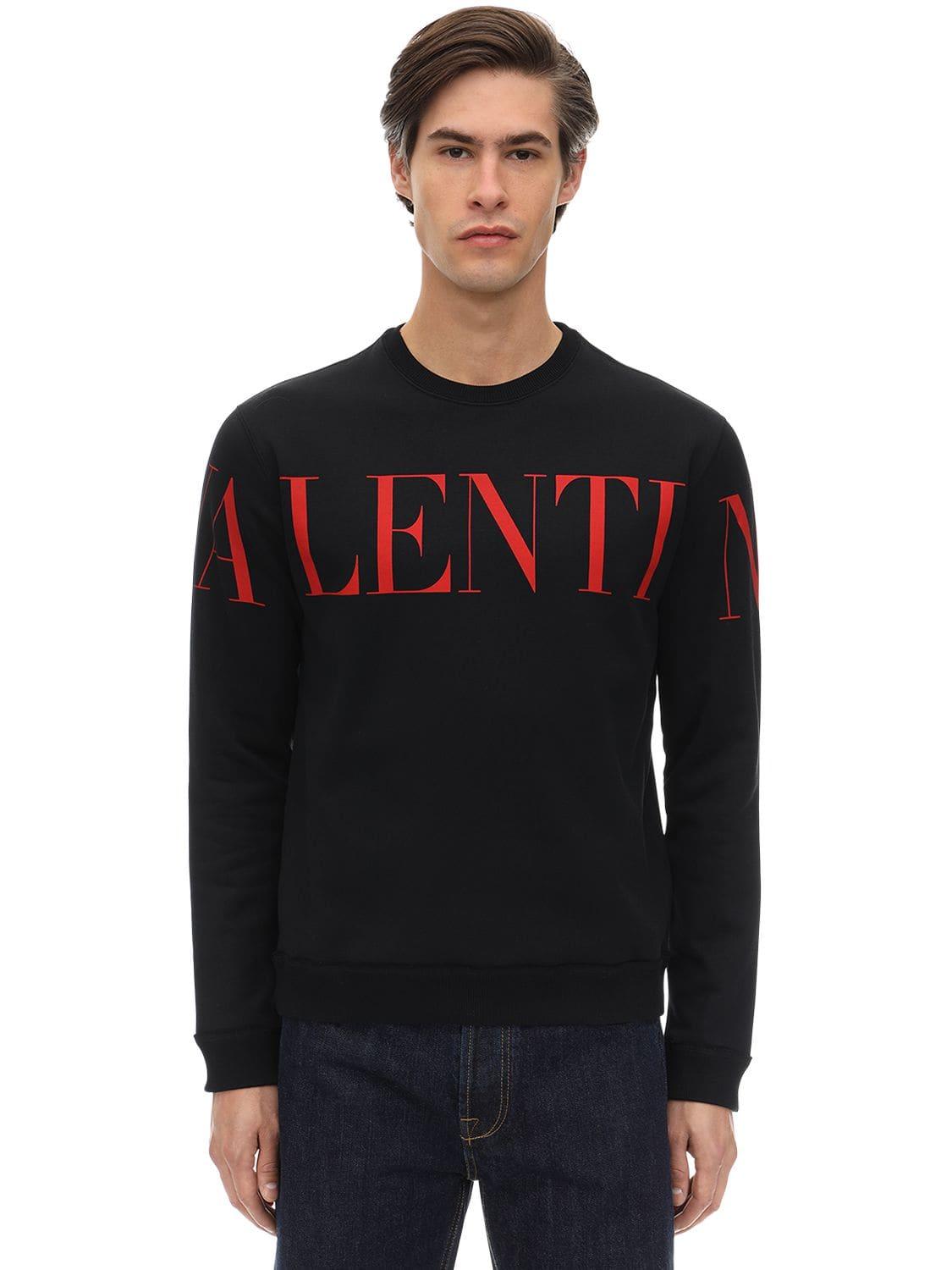 Valentino Printed Cotton Jersey Sweatshirt in Black for Men - Lyst
