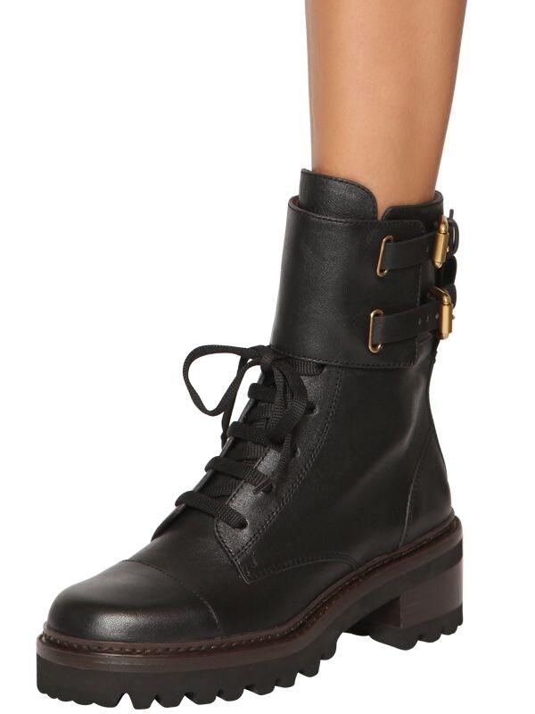 See By Chloé Mallory Combat Boots In Black Leather - Save 22% - Lyst