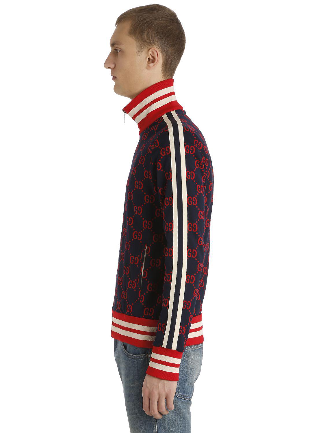 Lyst - Gucci Gg Zipped Jacquard Track Jacket in Blue for Men