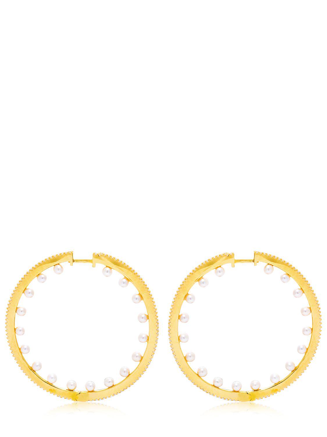 Apm Monaco Pearls Hoop Earrings In Gold Metallic Lyst