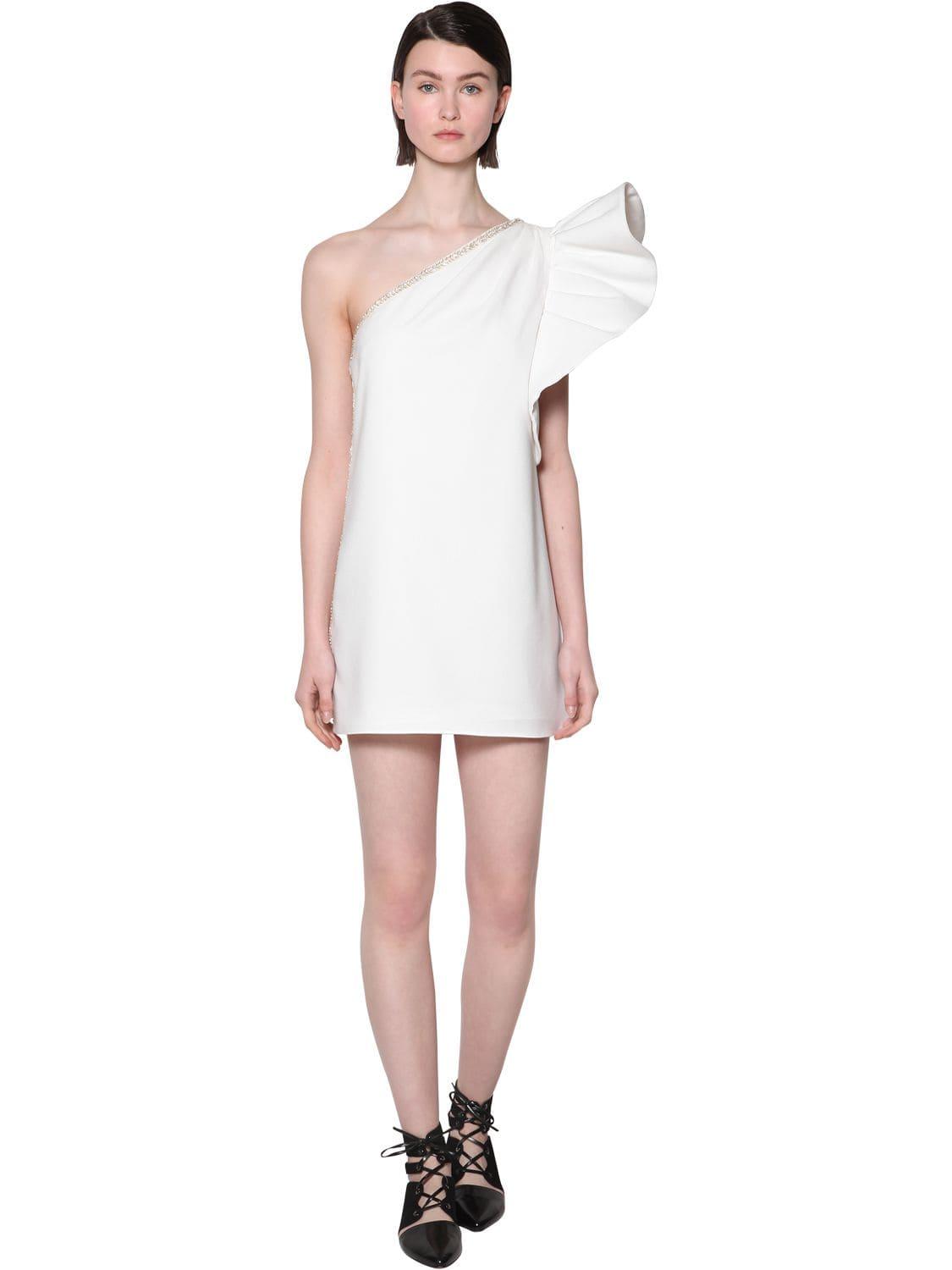 white crepe mini dress