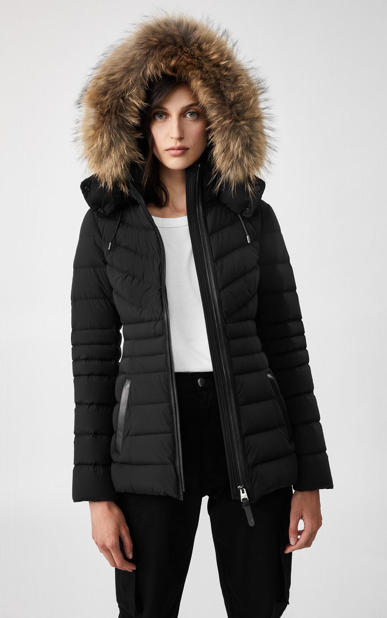 Mackage Leather Patsy Down Jacket With Removable Natural Fur Trim In Black - Lyst