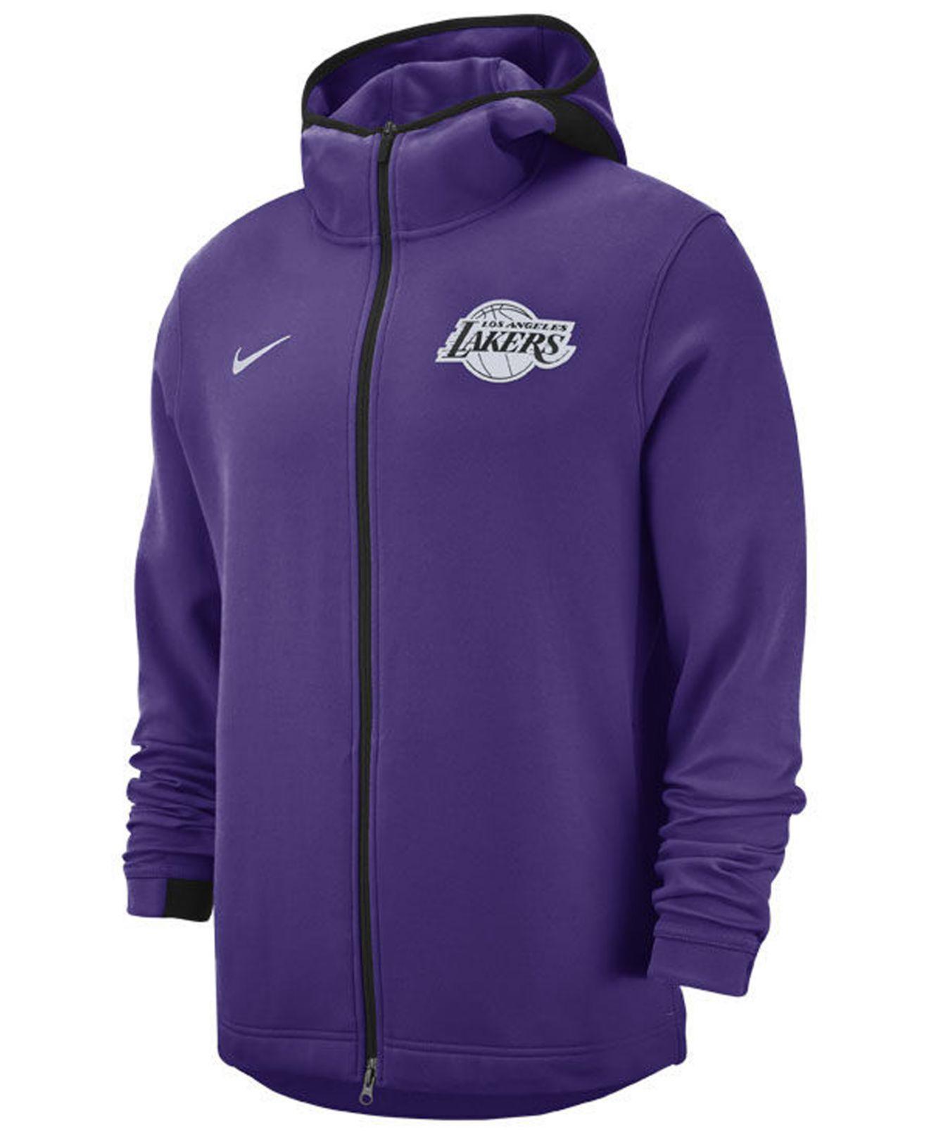 Lyst - Nike Los Angeles Lakers Dry Showtime Full-zip Hoodie in Purple ...