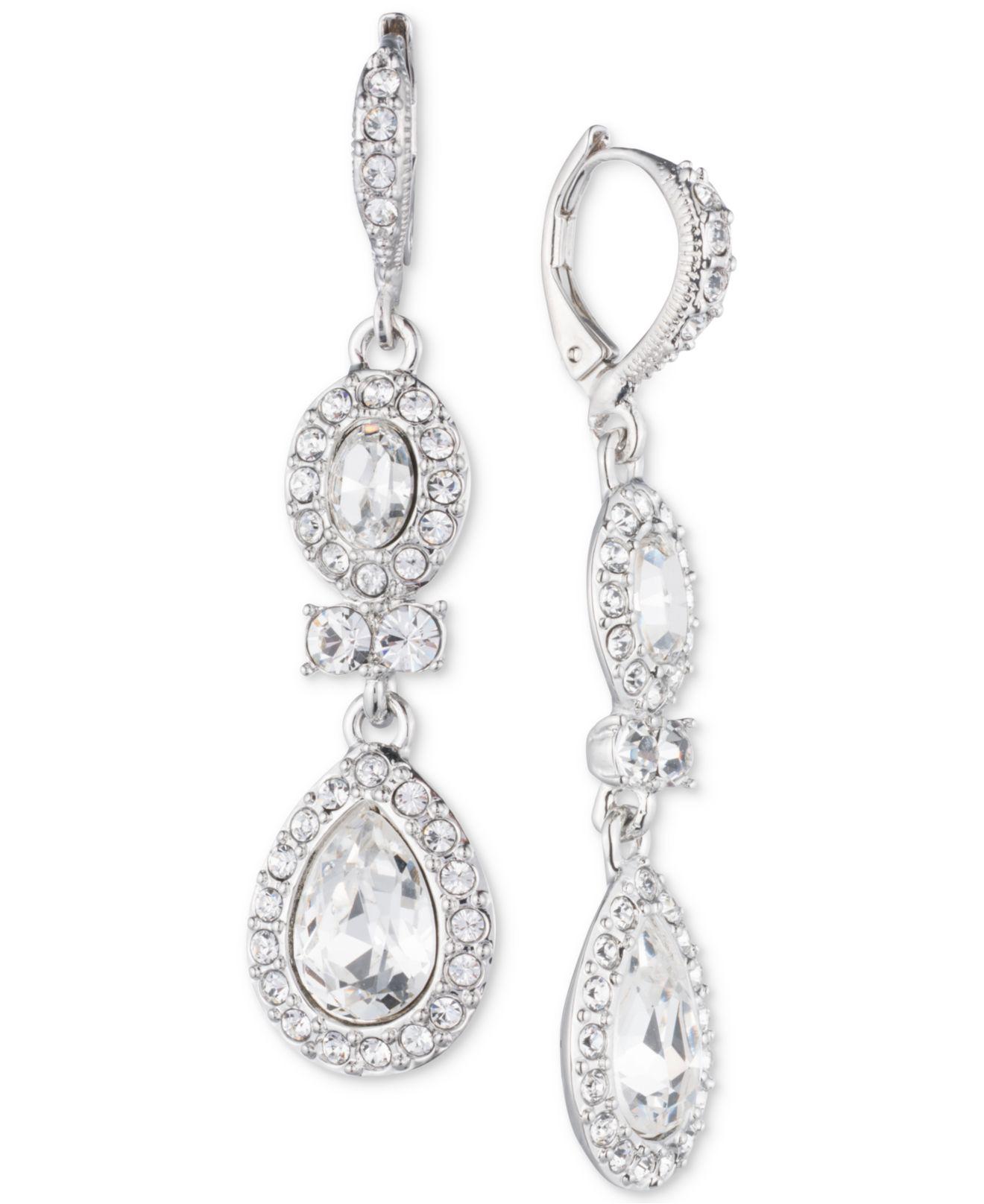 Lyst Givenchy Faceted Stone And Crystal Double Drop Earrings In Givenchy Women S Metallic Faceted Stone And Crystal Double Drop Earrings