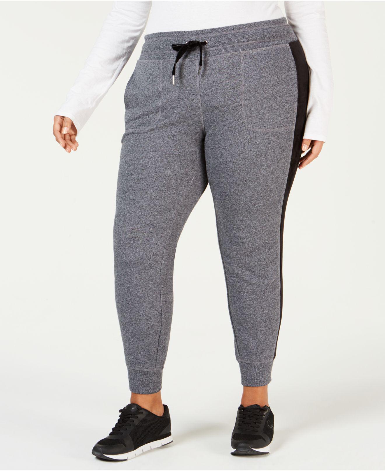 Lyst - Calvin Klein Performance Plus Size Velour-stripe Joggers in Gray