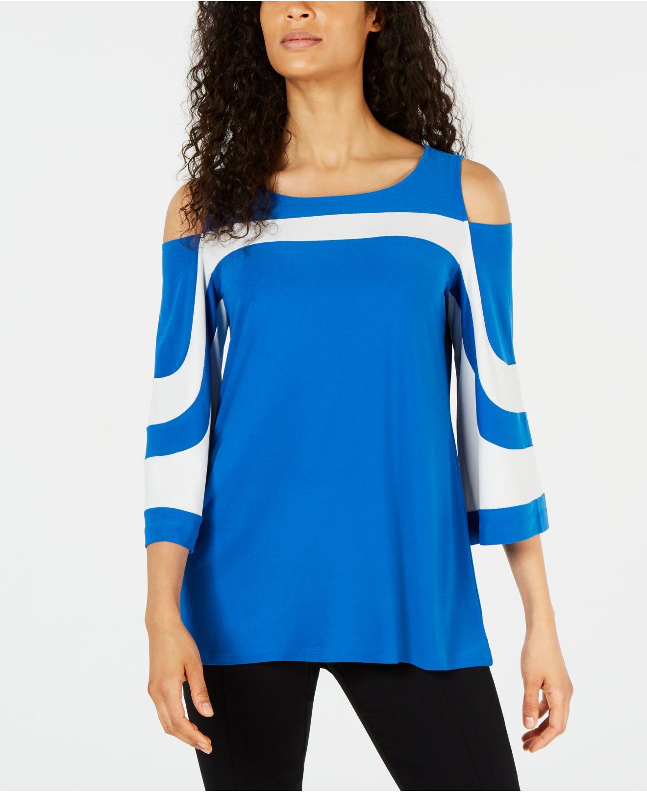 Alfani Colorblocked Coldshoulder Top, Created For Macy's in Blue Lyst