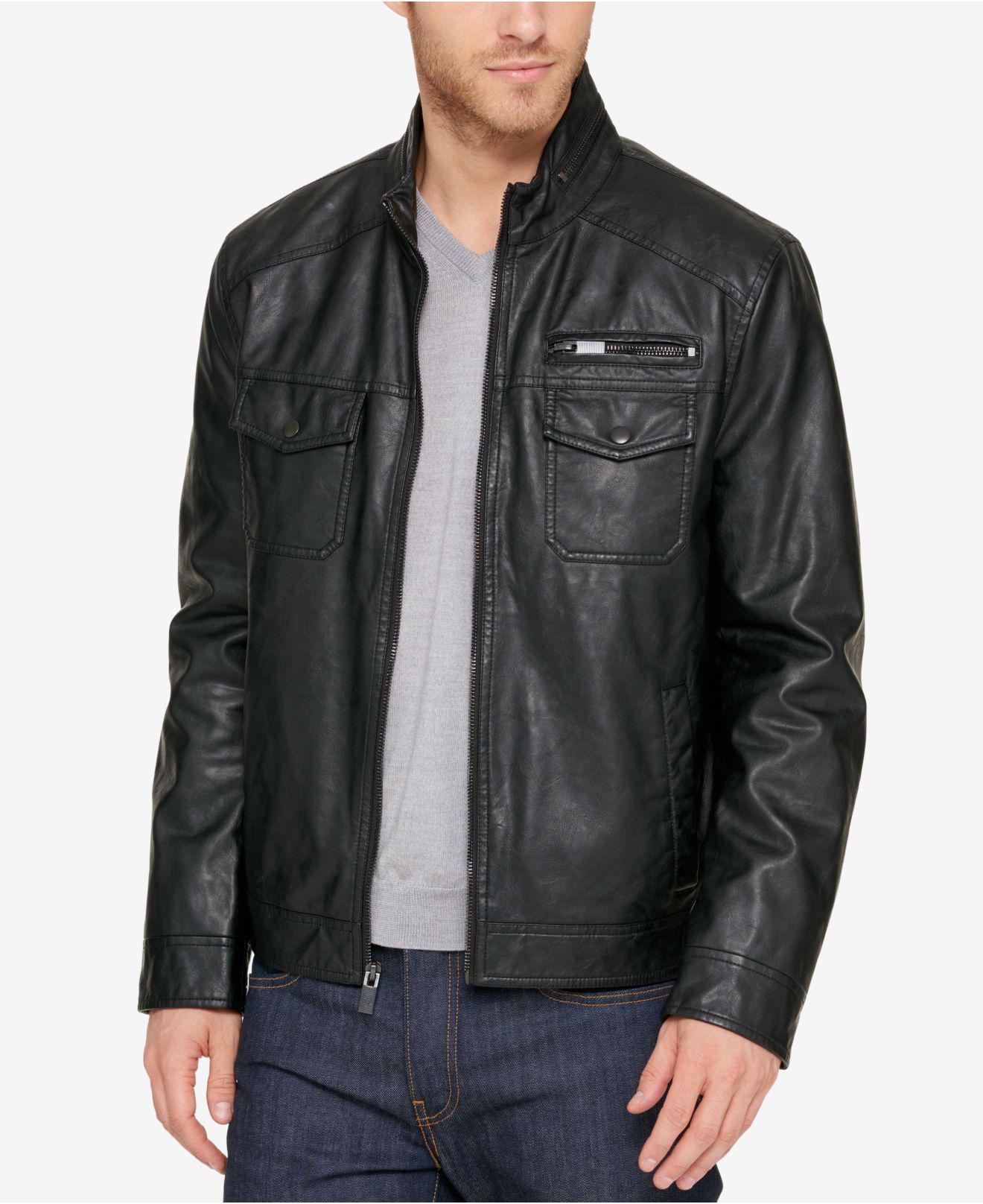 Lyst Kenneth Cole Men S Garrison Faux Leather Jacket In Black For Gallery